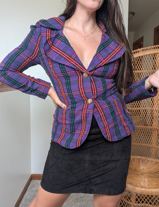 1980s plaid blazer Jacket Rad Bonnie's Vintage