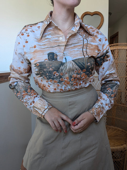 1970s sunflower disco shirt Shirt Rad Bonnie's Vintage