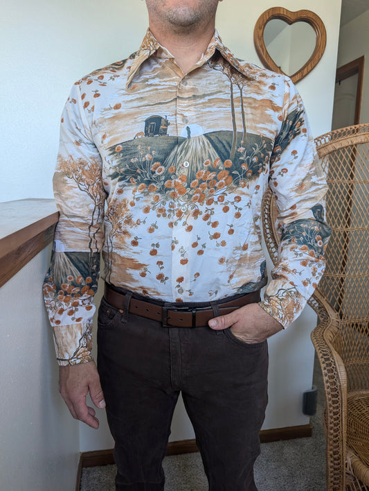 1970s sunflower disco shirt Shirt Rad Bonnie's Vintage