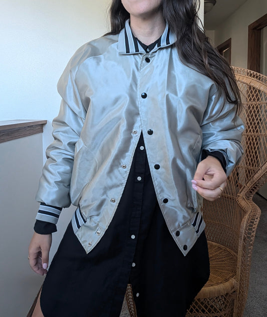 1980s satin firefighter bomber jacket Jacket Rad Bonnie's Vintage