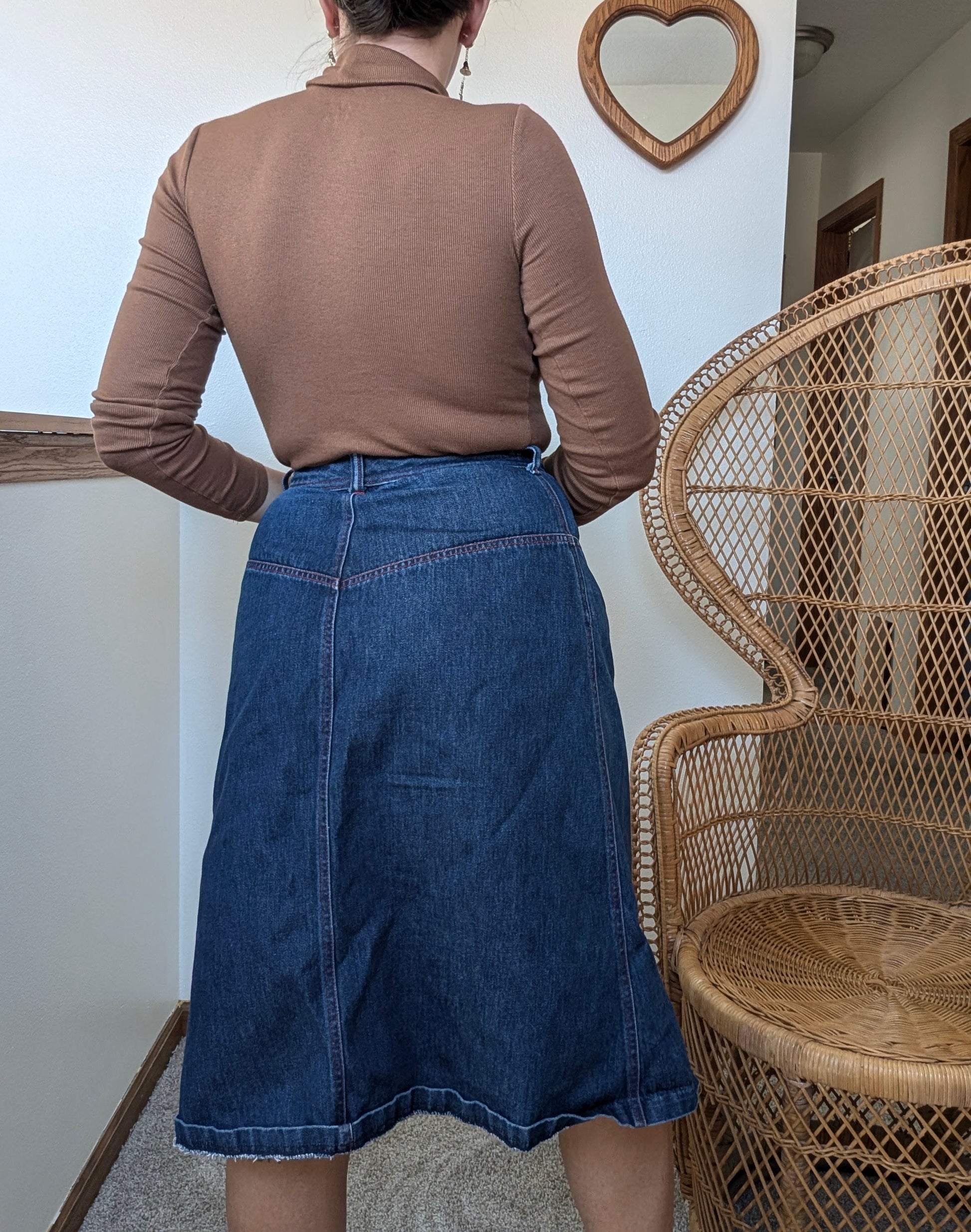 1980s Halston denim midi skirt Skirt Rad Bonnie's Vintage