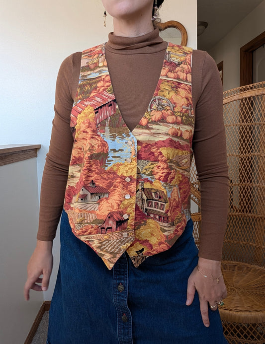 1990s festive fall vest Vest Rad Bonnie's Vintage