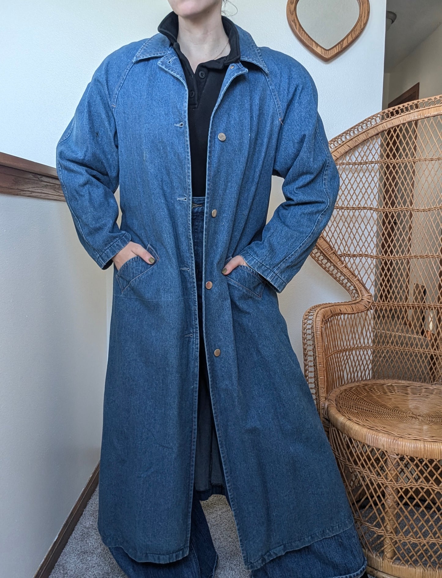 1990s denim duster jacket