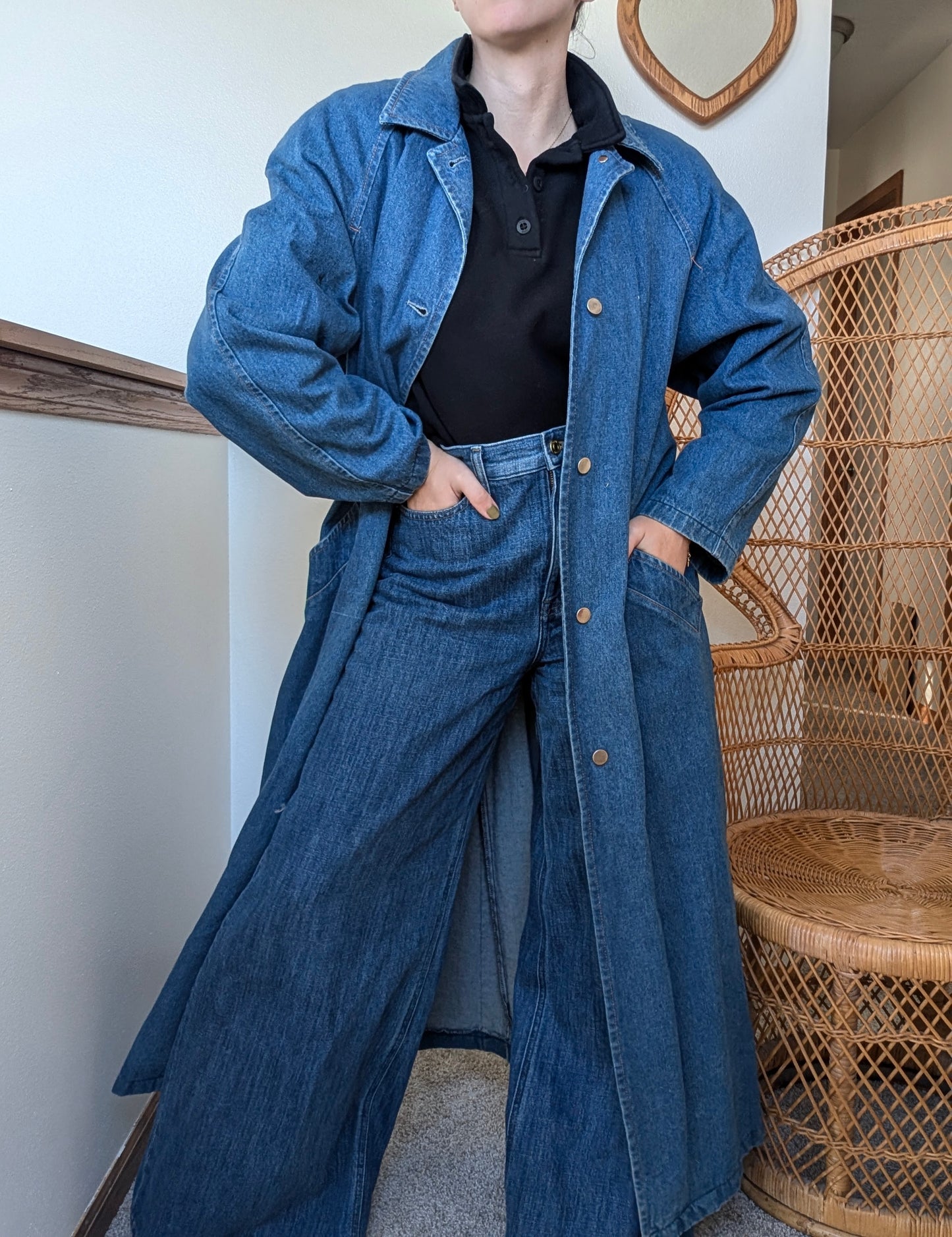 1990s denim duster jacket