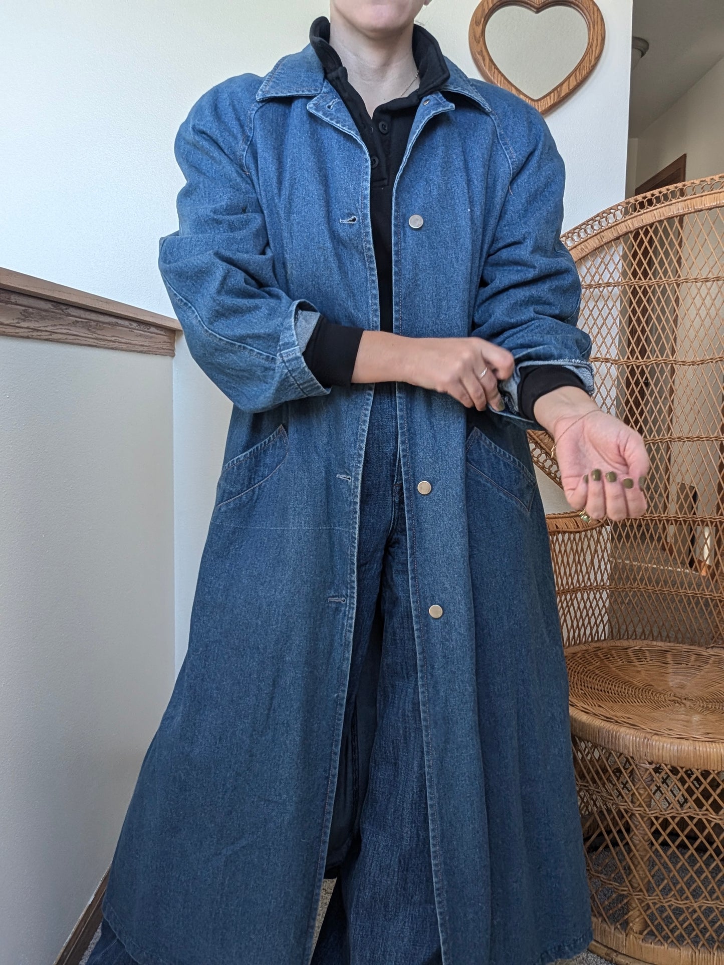 1990s denim duster jacket