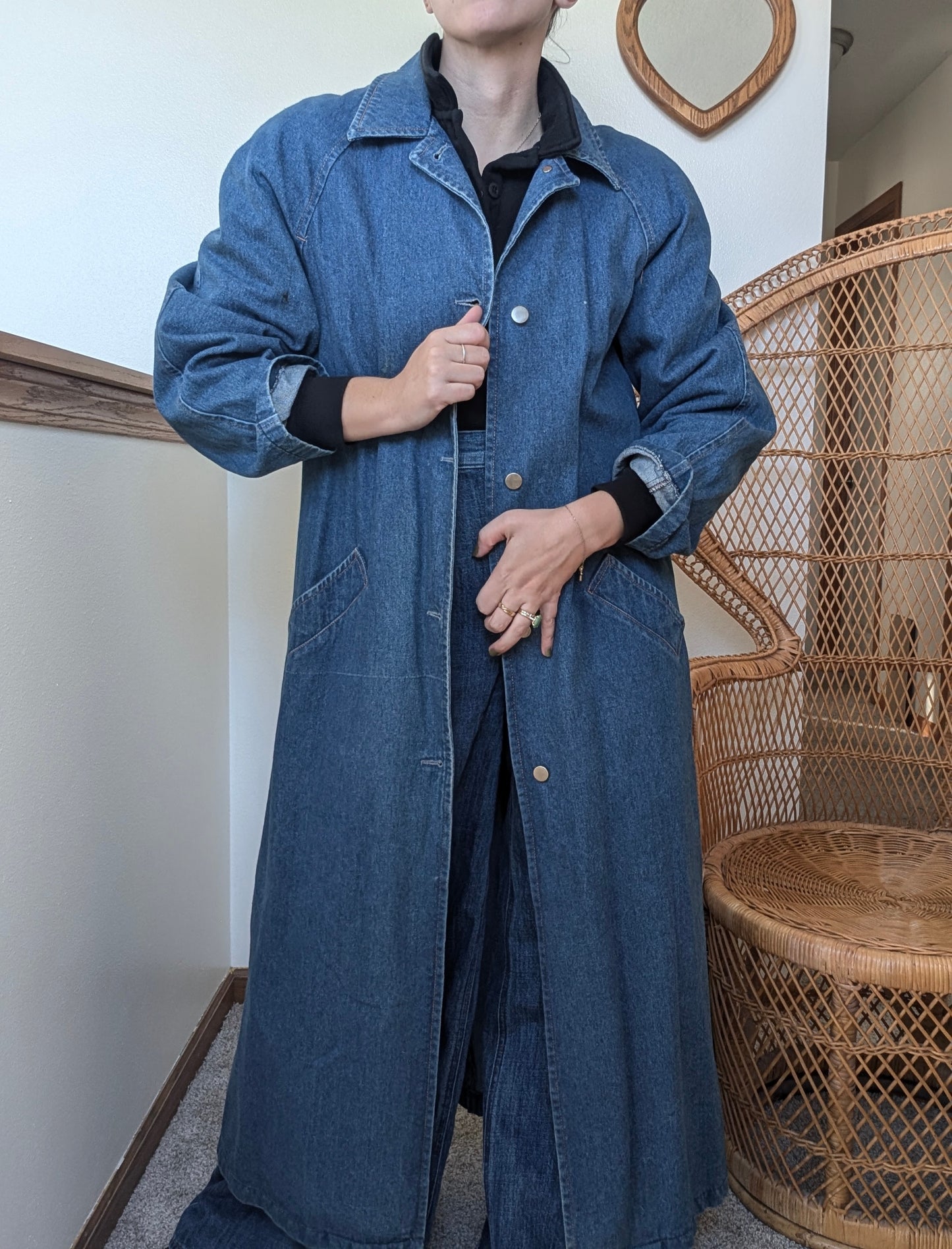 1990s denim duster jacket