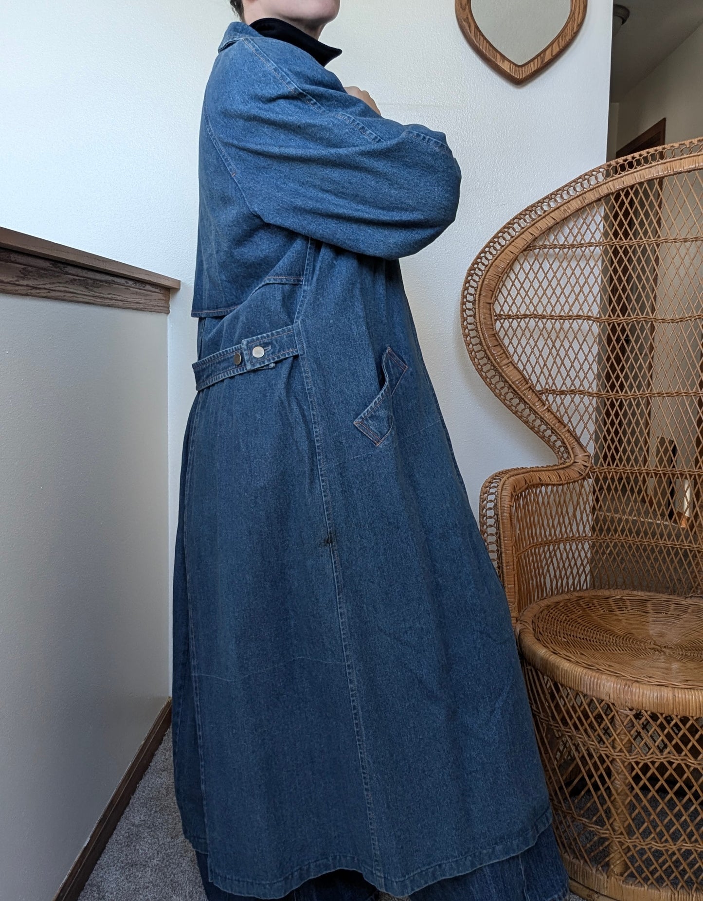 1990s denim duster jacket