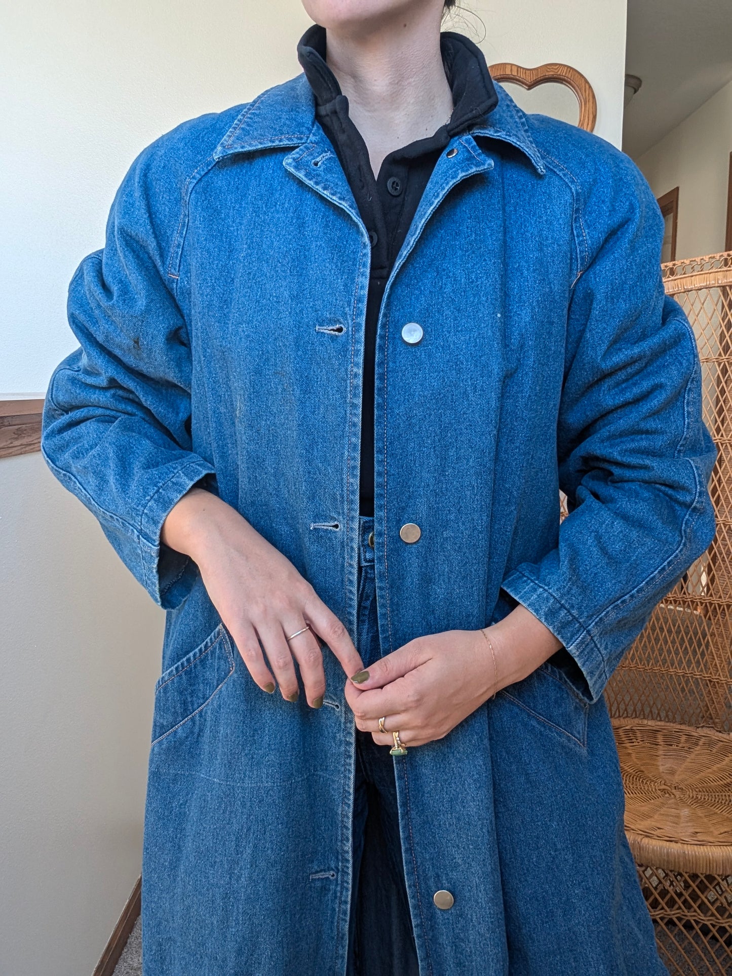1990s denim duster jacket