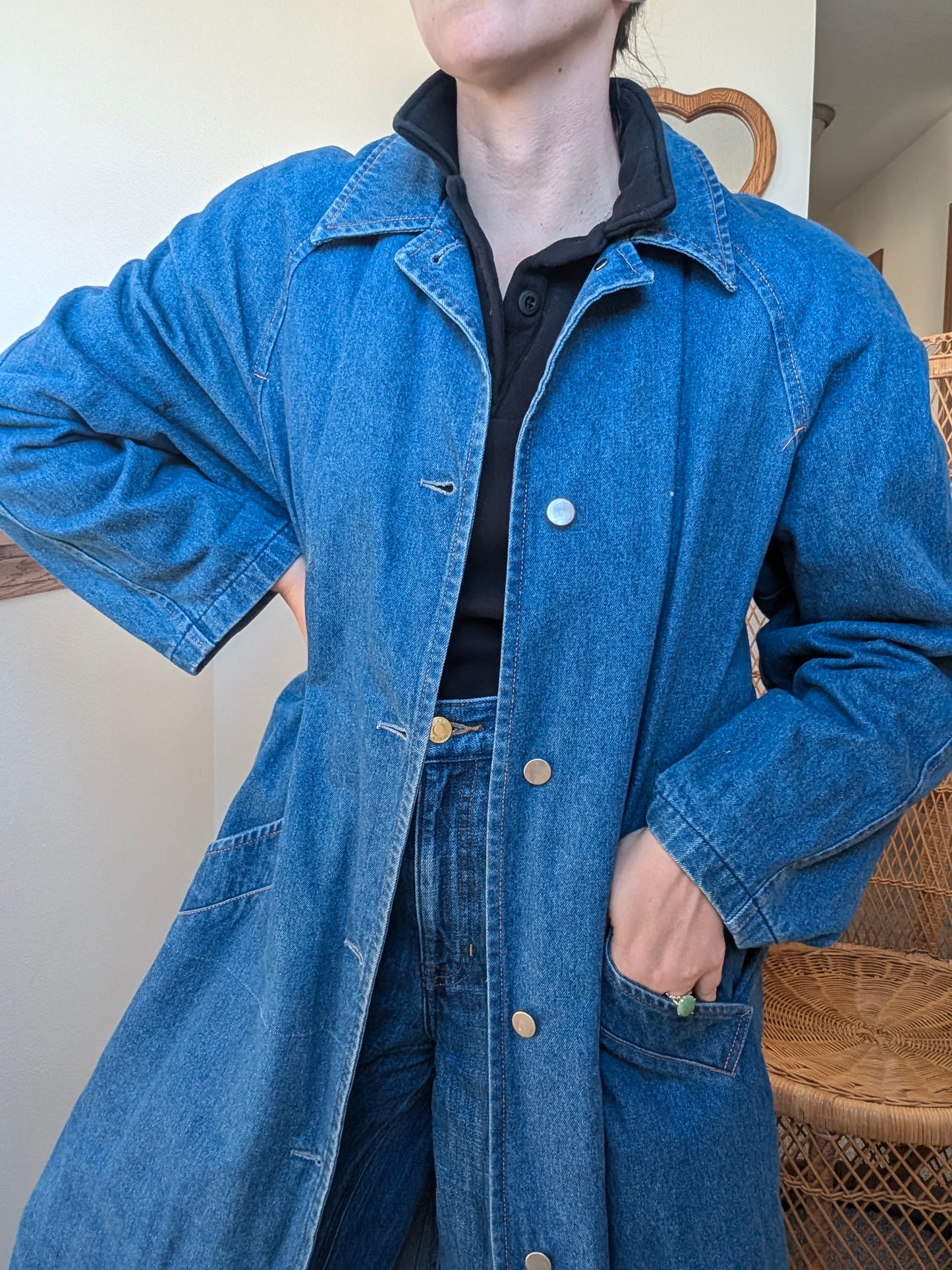 1990s denim duster jacket