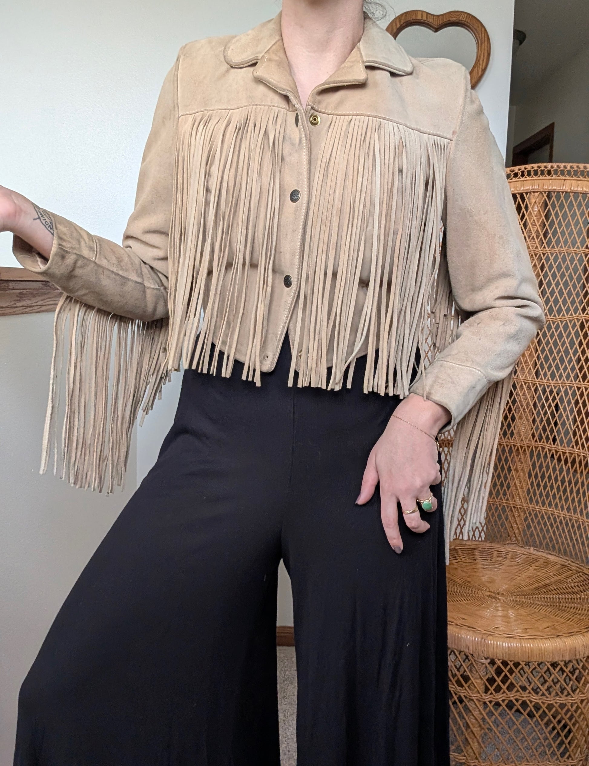 1970s fringe leather jacket Jacket Rad Bonnie's Vintage