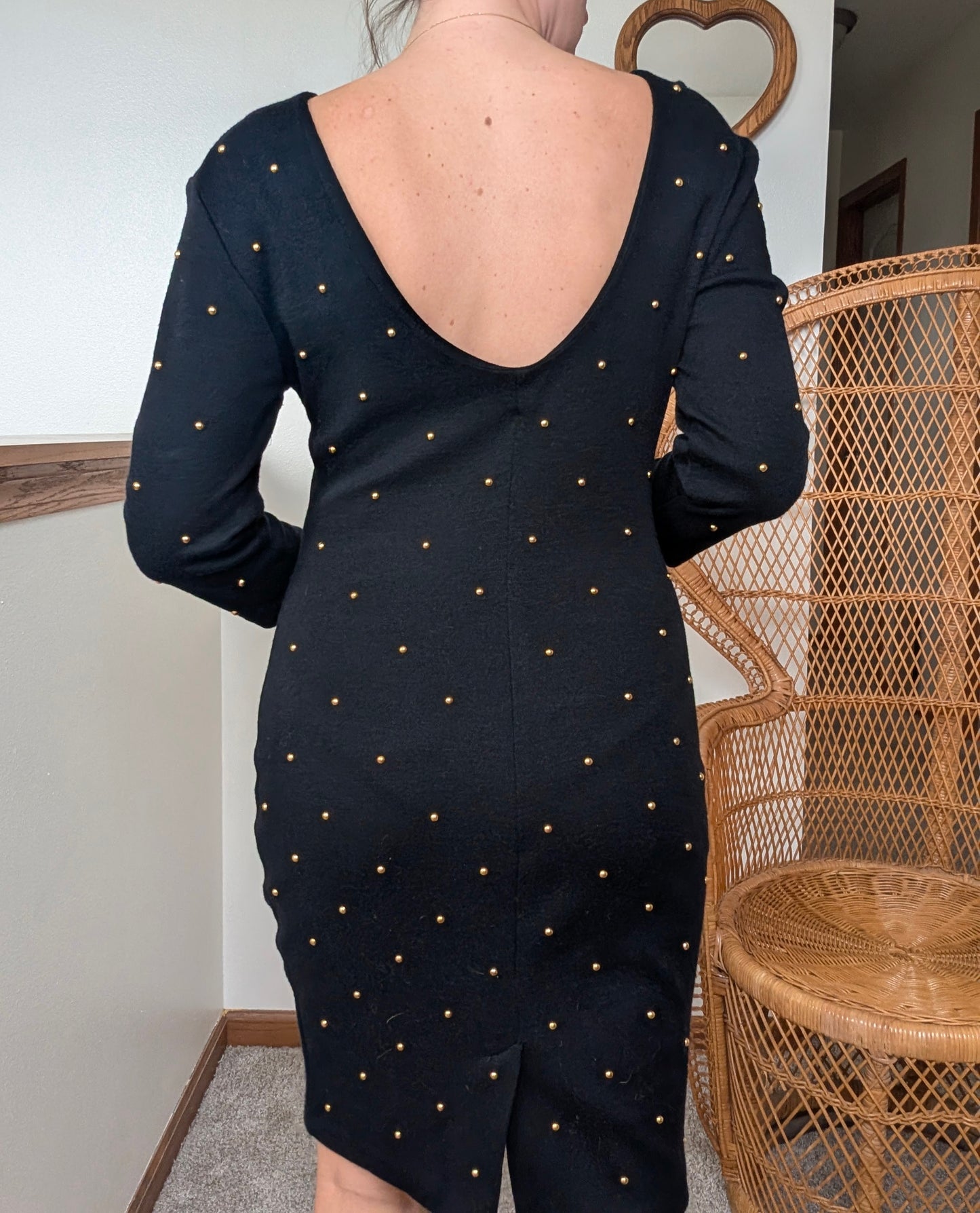 1980s black and gold studded dress