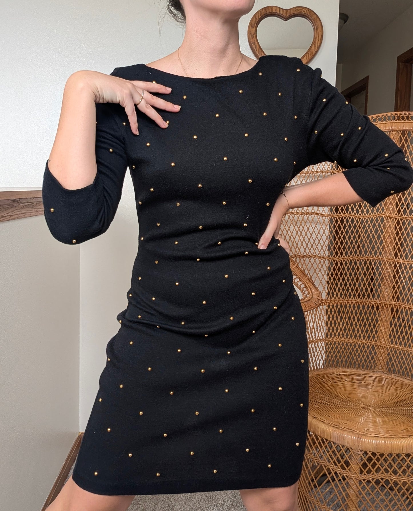 1980s black and gold studded dress