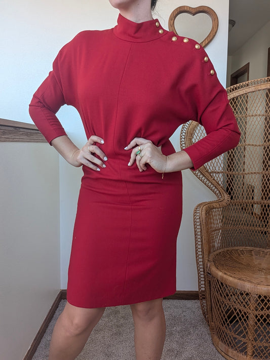 1980s Saks cherry red dress Dress Rad Bonnie's Vintage