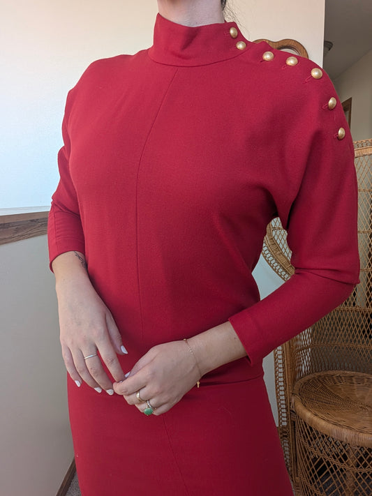 1980s Saks cherry red dress Dress Rad Bonnie's Vintage