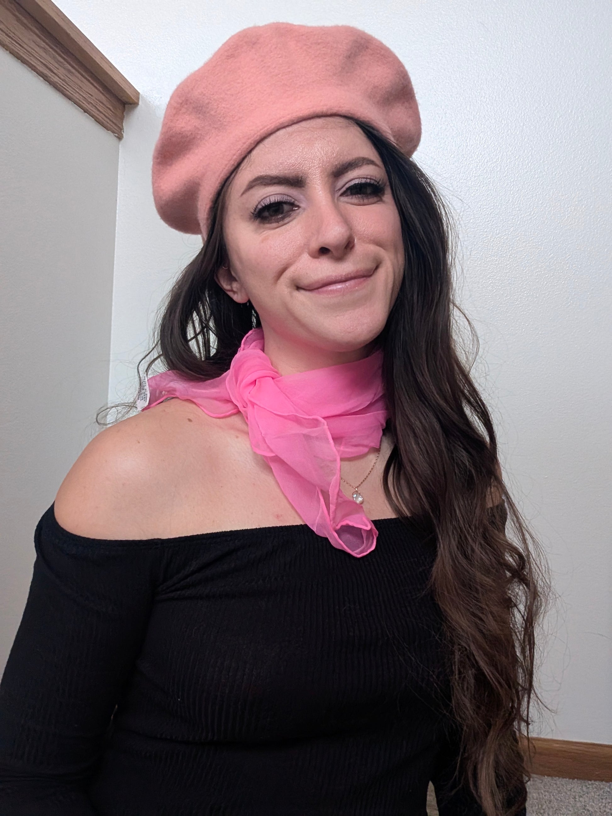 1970s baby pink wool beret hat Rad Bonnie's Vintage