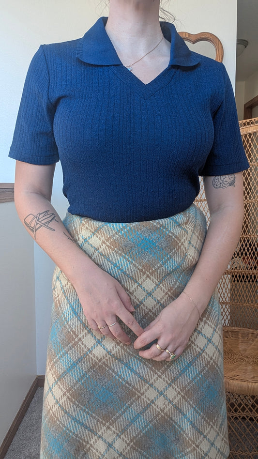 1970s navy disco polo polo Rad Bonnie's Vintage