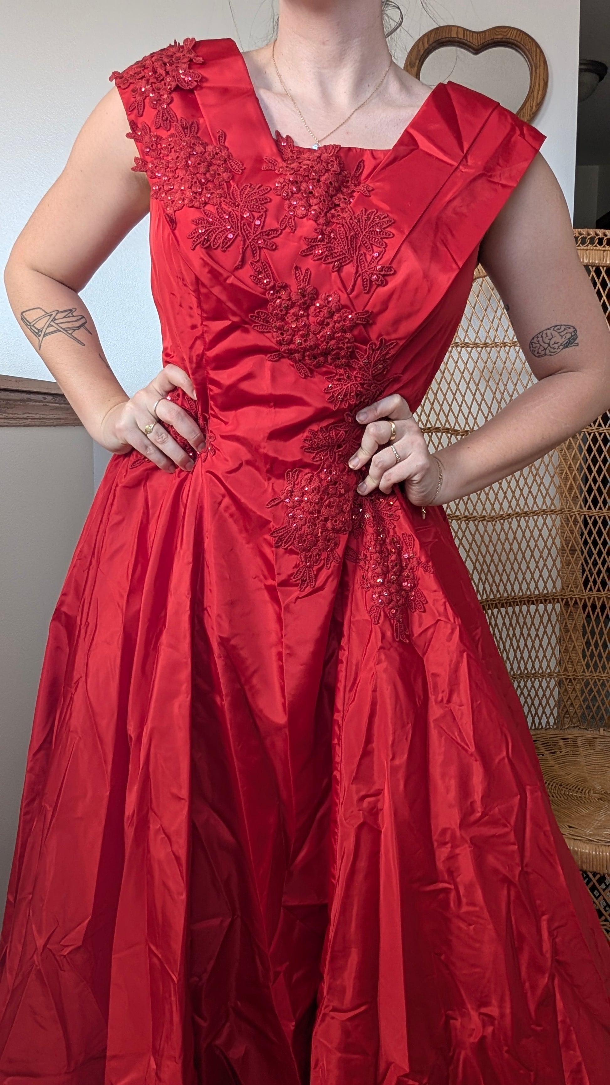1980s red gown Dress Rad Bonnie's Vintage