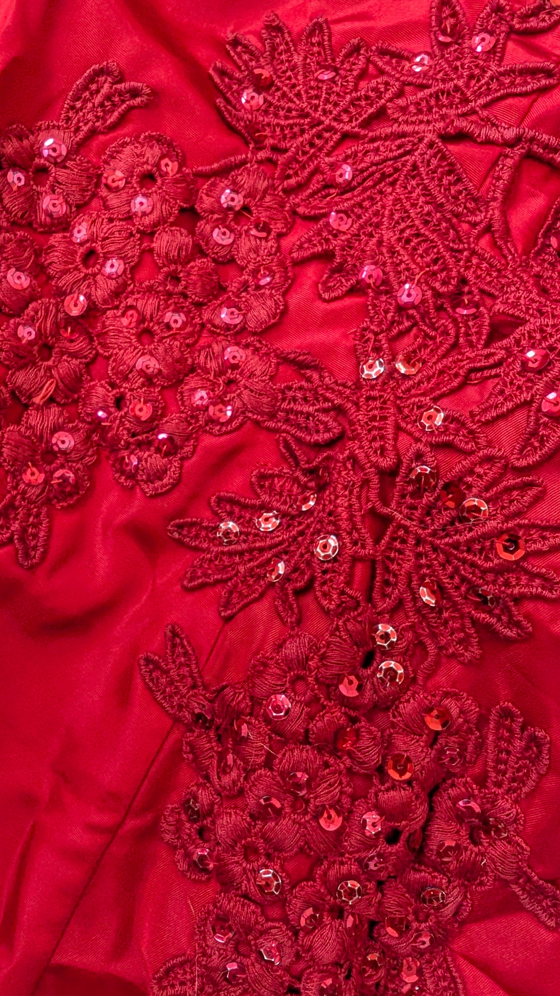 1980s red gown Dress Rad Bonnie's Vintage