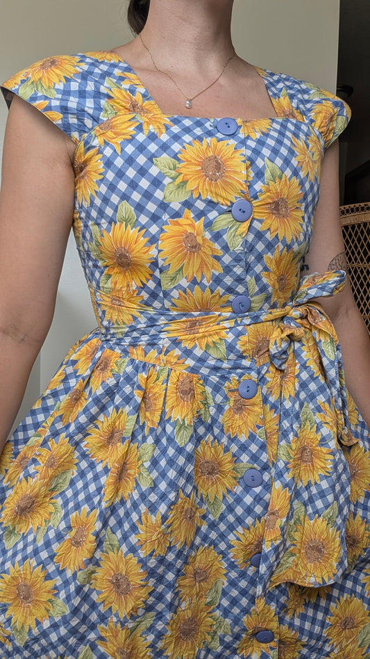 1990s sunflower dress Dress Rad Bonnie's Vintage