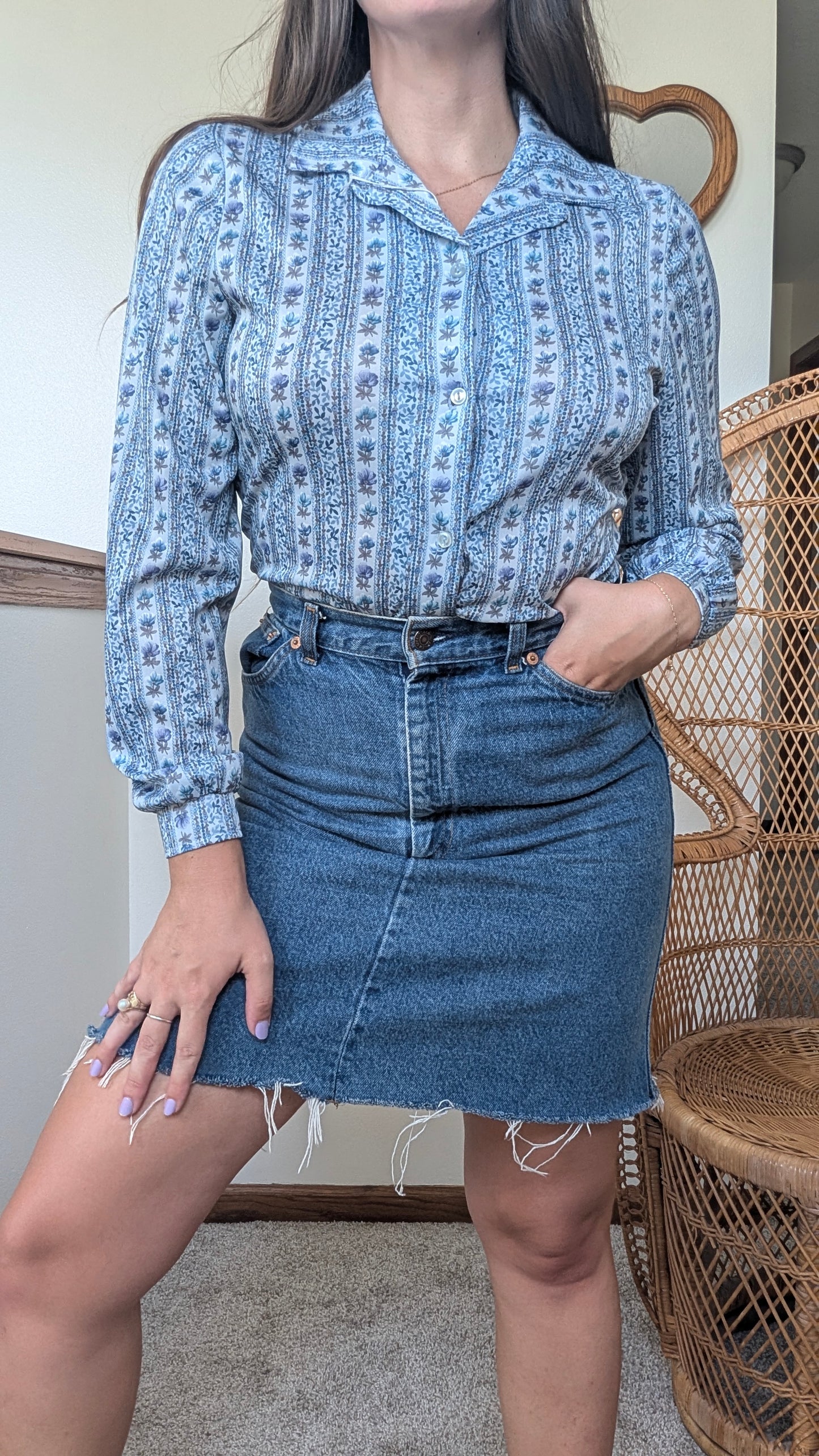 1970s floral button up Top Rad Bonnie's Vintage