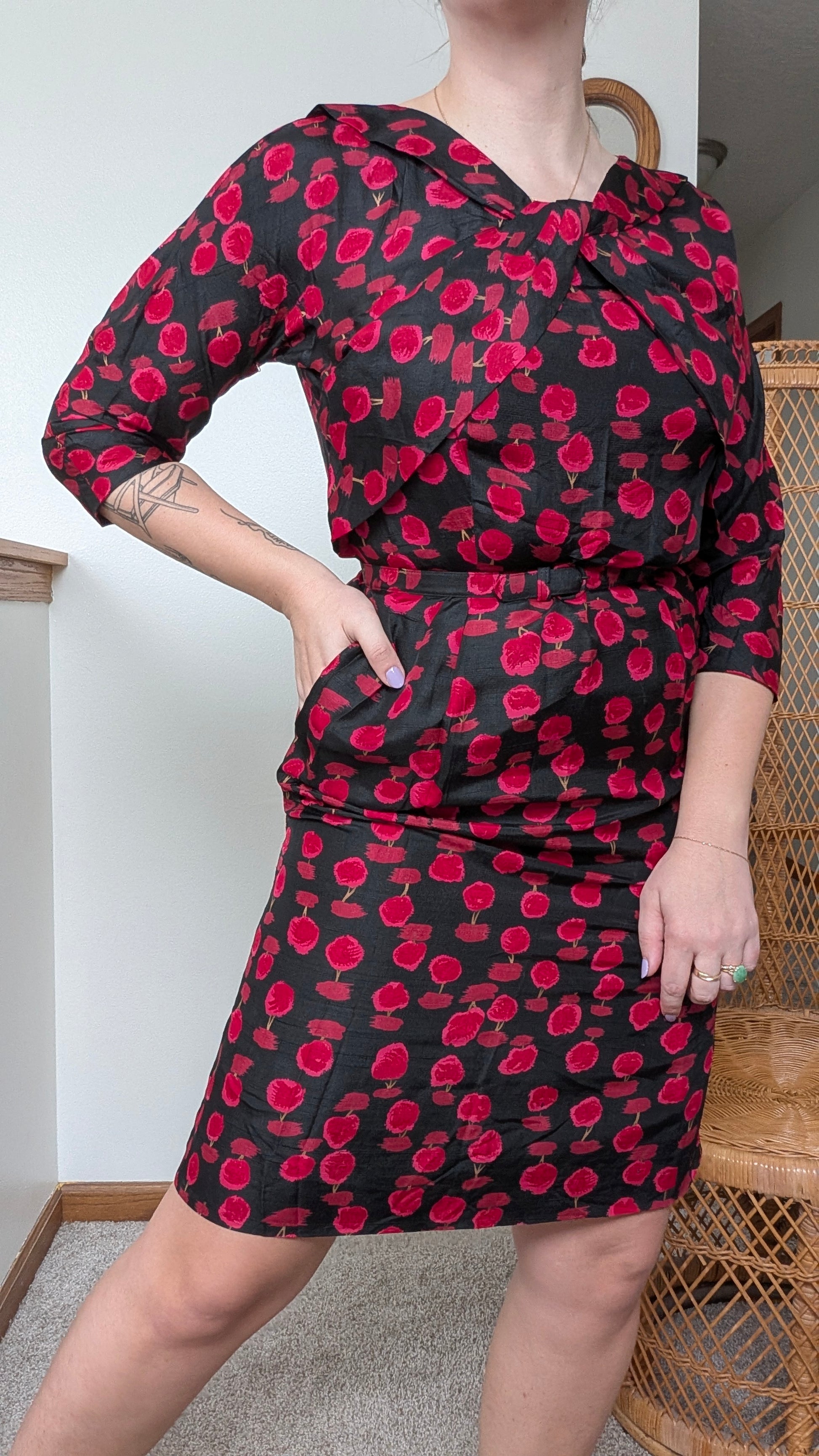 1950s rose dress Dress Rad Bonnie's Vintage