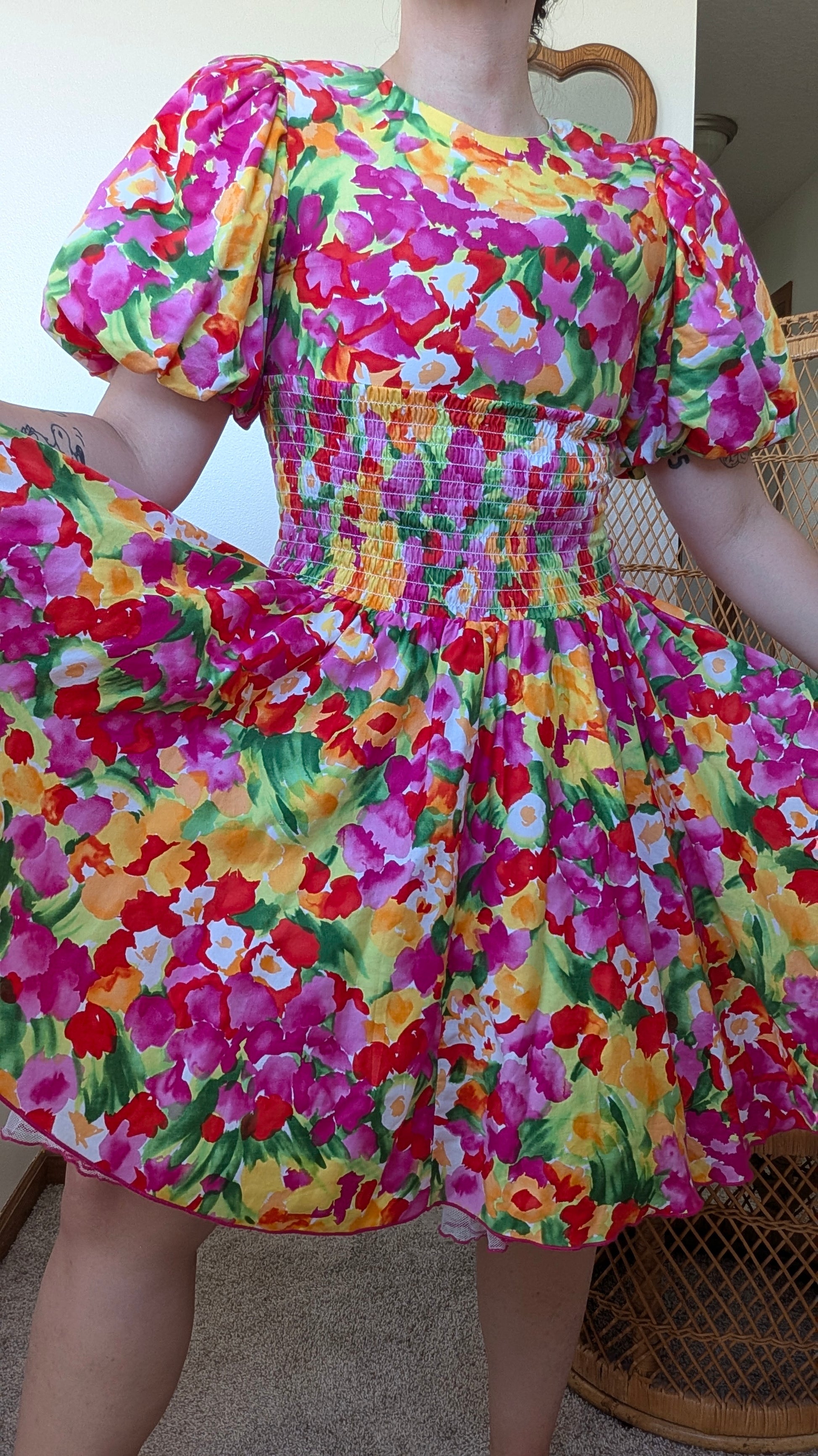 1990s floral puff dress Dress Rad Bonnie's Vintage