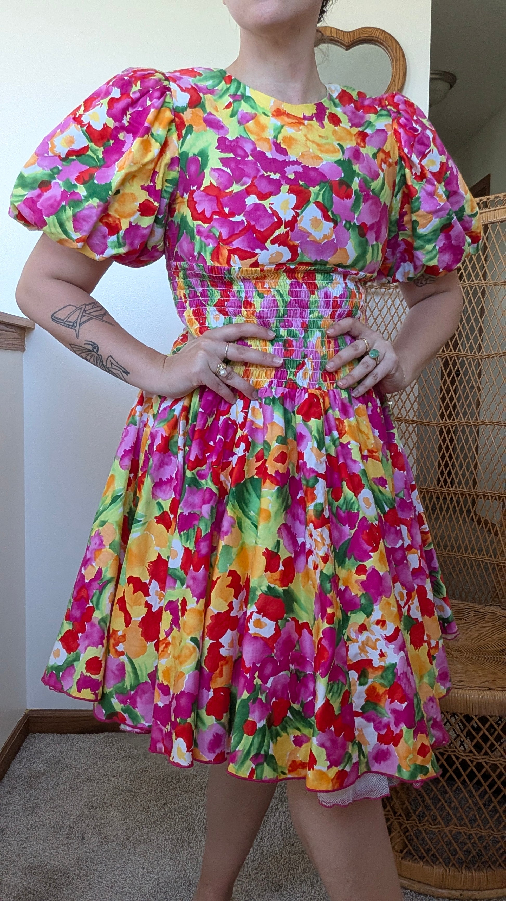 1990s floral puff dress Dress Rad Bonnie's Vintage
