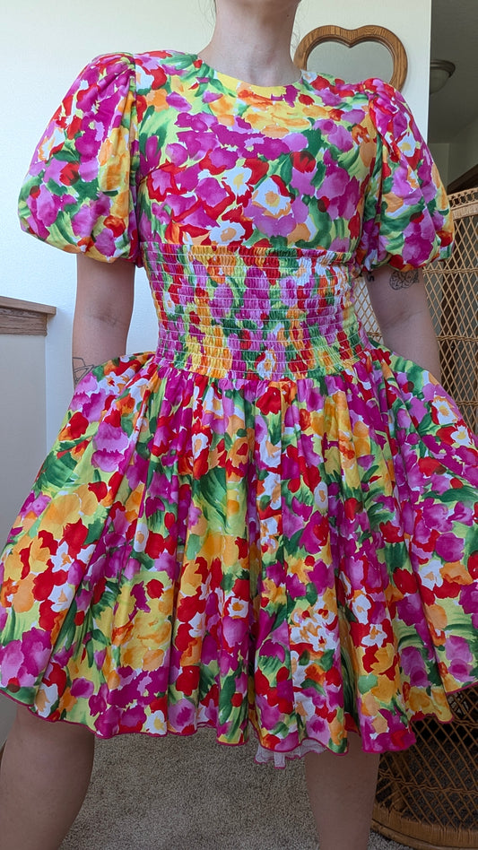 1990s floral puff dress Dress Rad Bonnie's Vintage