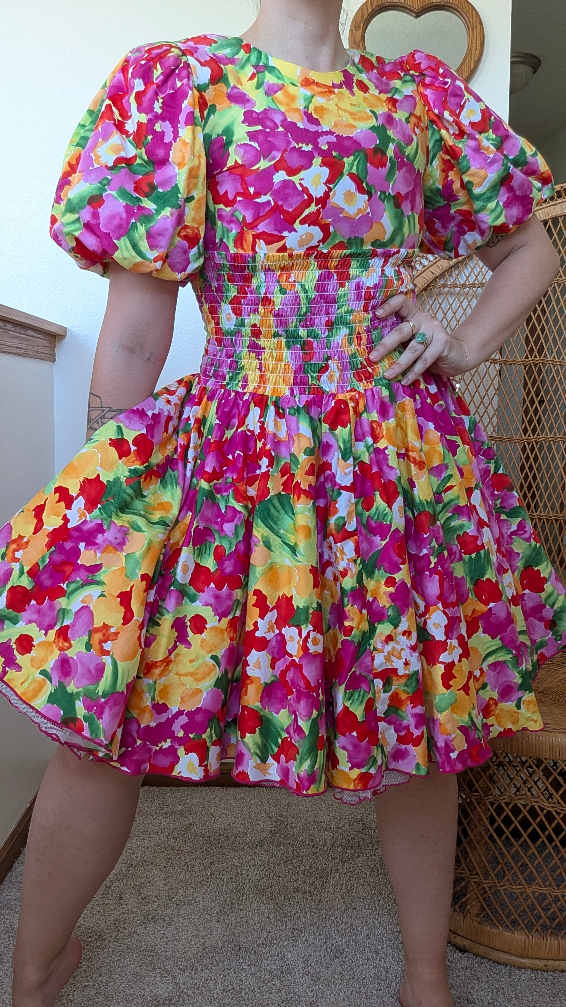 1990s floral puff dress Dress Rad Bonnie's Vintage