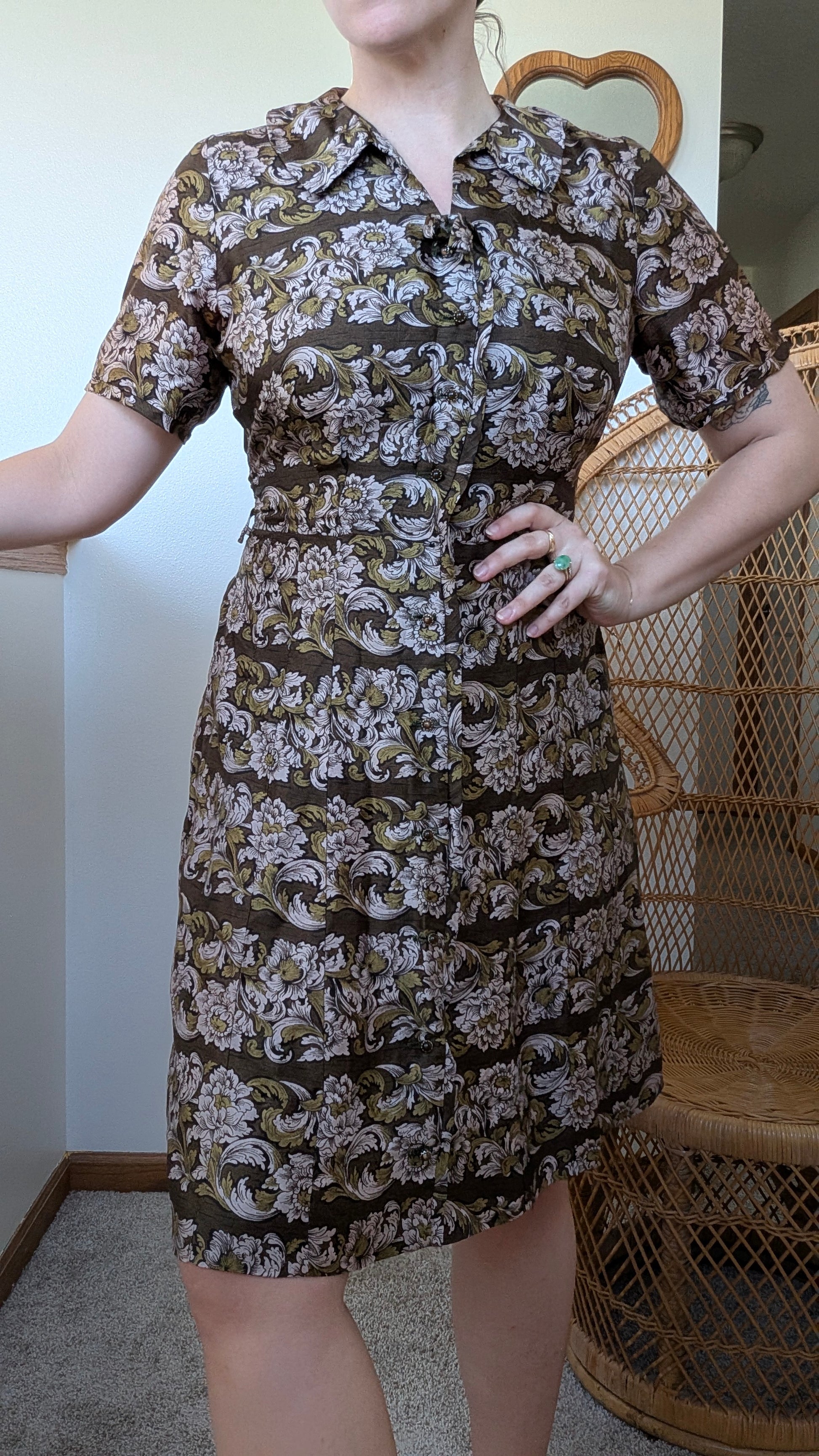 1950s silk floral dress Dress Rad Bonnie's Vintage