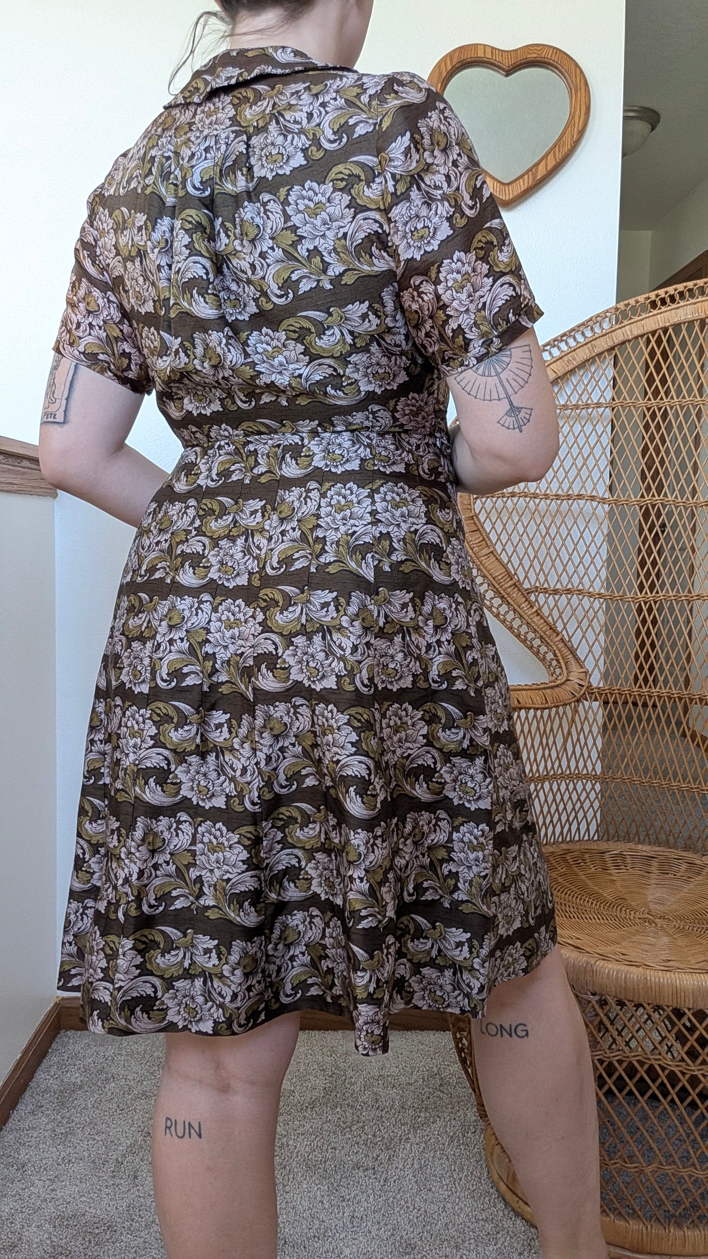 1950s silk floral dress Dress Rad Bonnie's Vintage