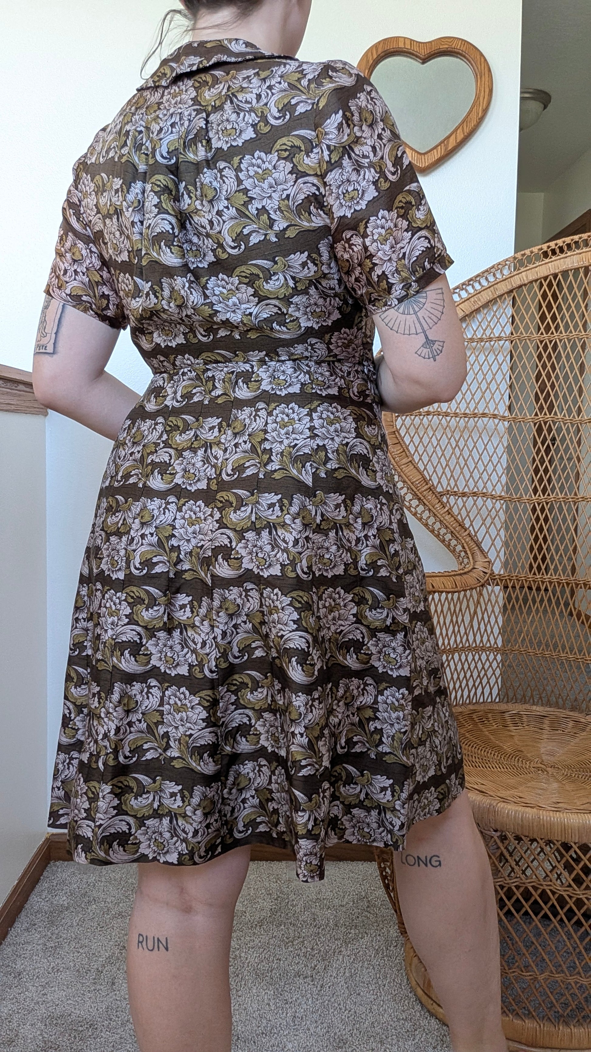 1950s silk floral dress Dress Rad Bonnie's Vintage