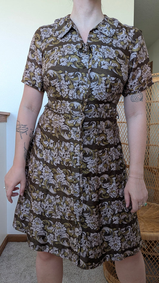 1950s silk floral dress Dress Rad Bonnie's Vintage