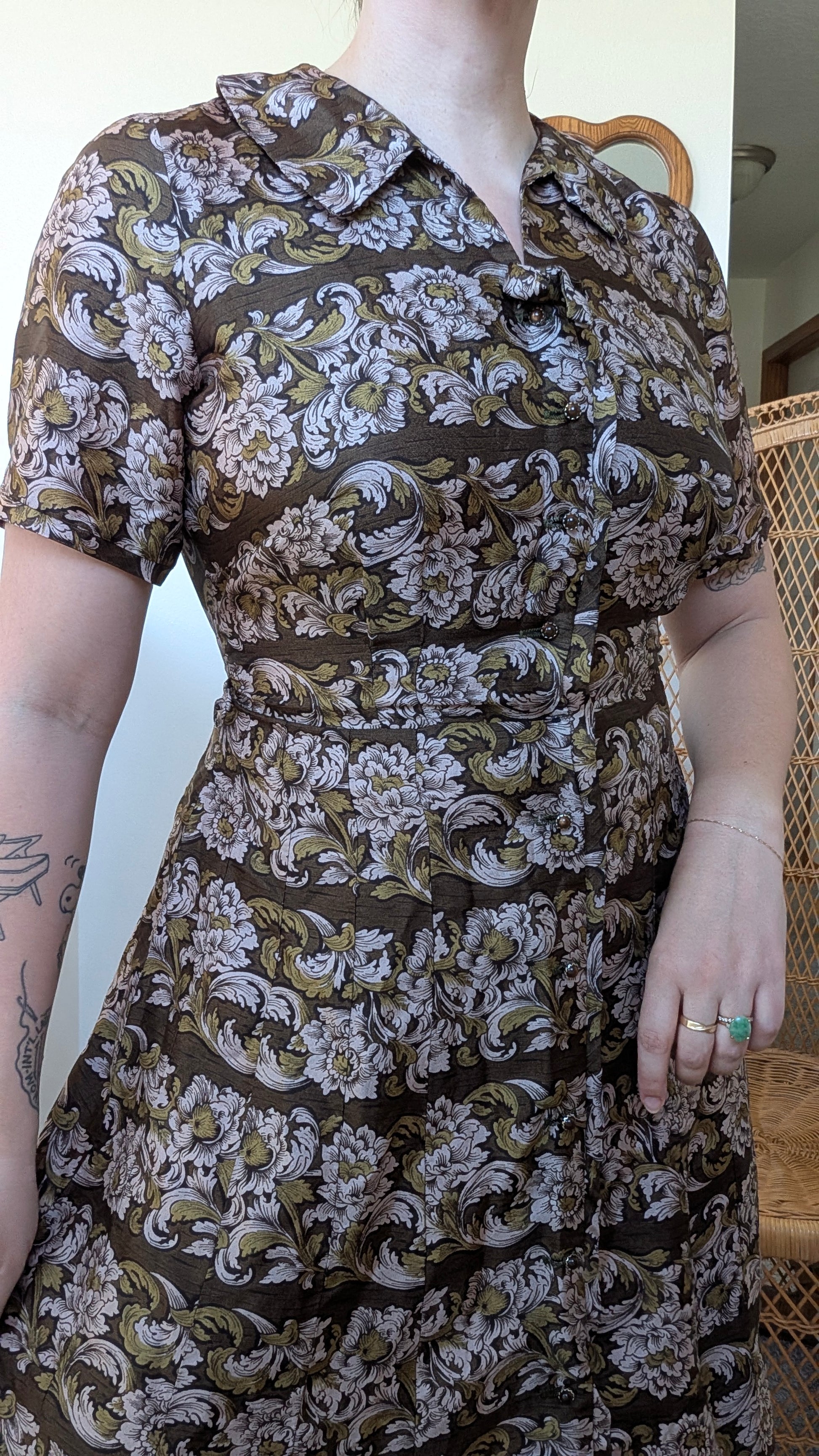 1950s silk floral dress Dress Rad Bonnie's Vintage