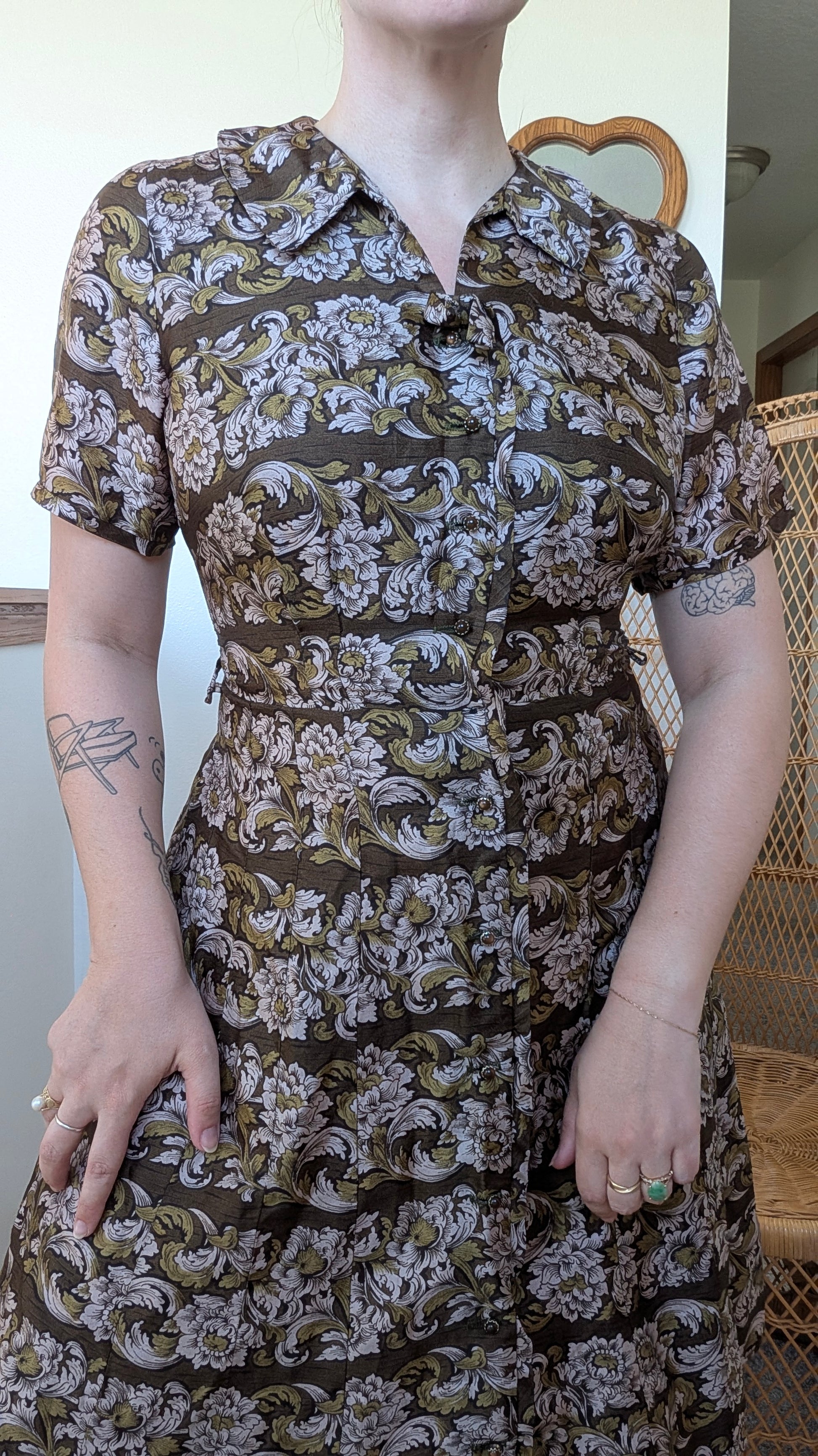 1950s silk floral dress Dress Rad Bonnie's Vintage