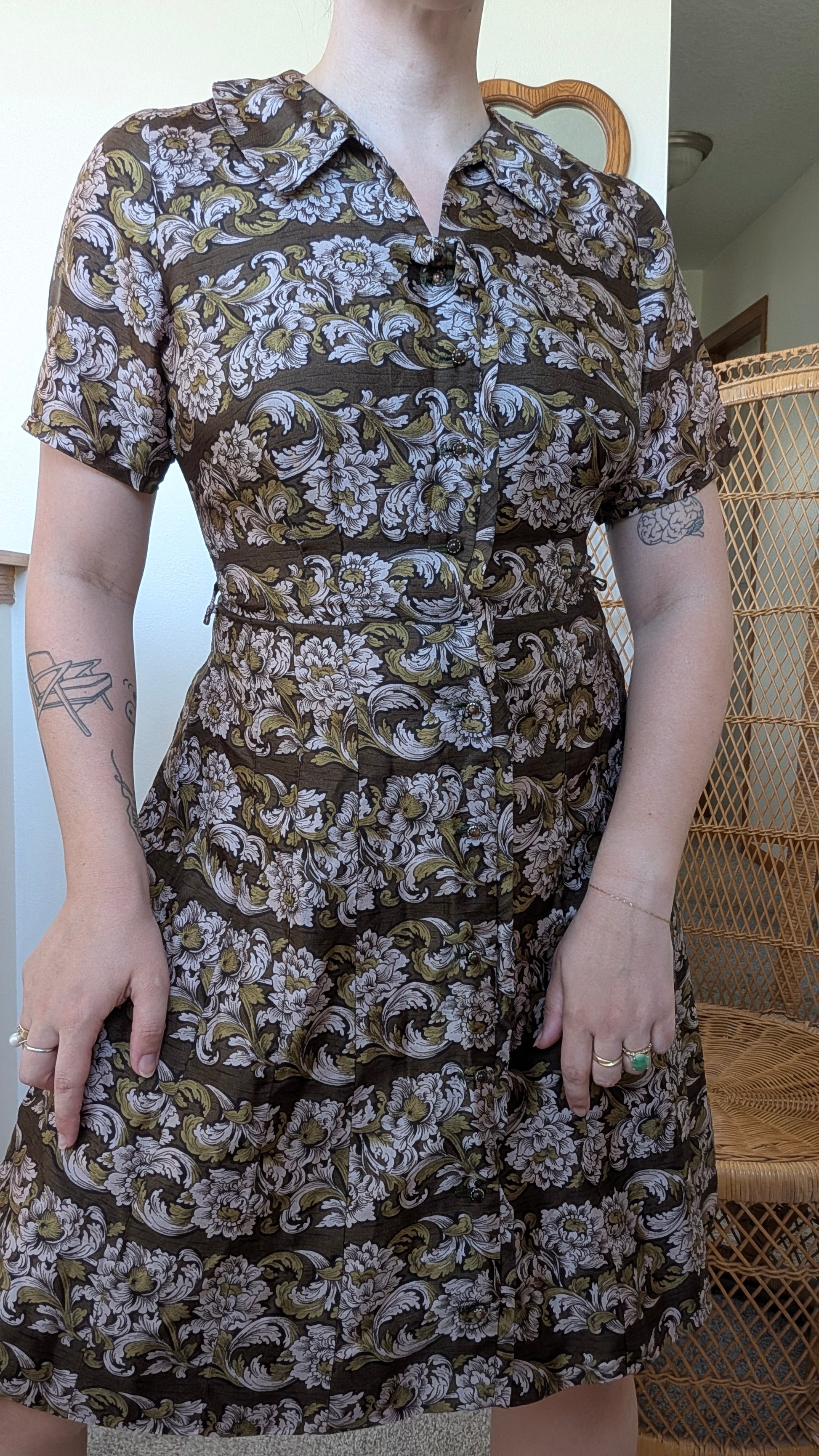 1950s silk floral dress Dress Rad Bonnie's Vintage