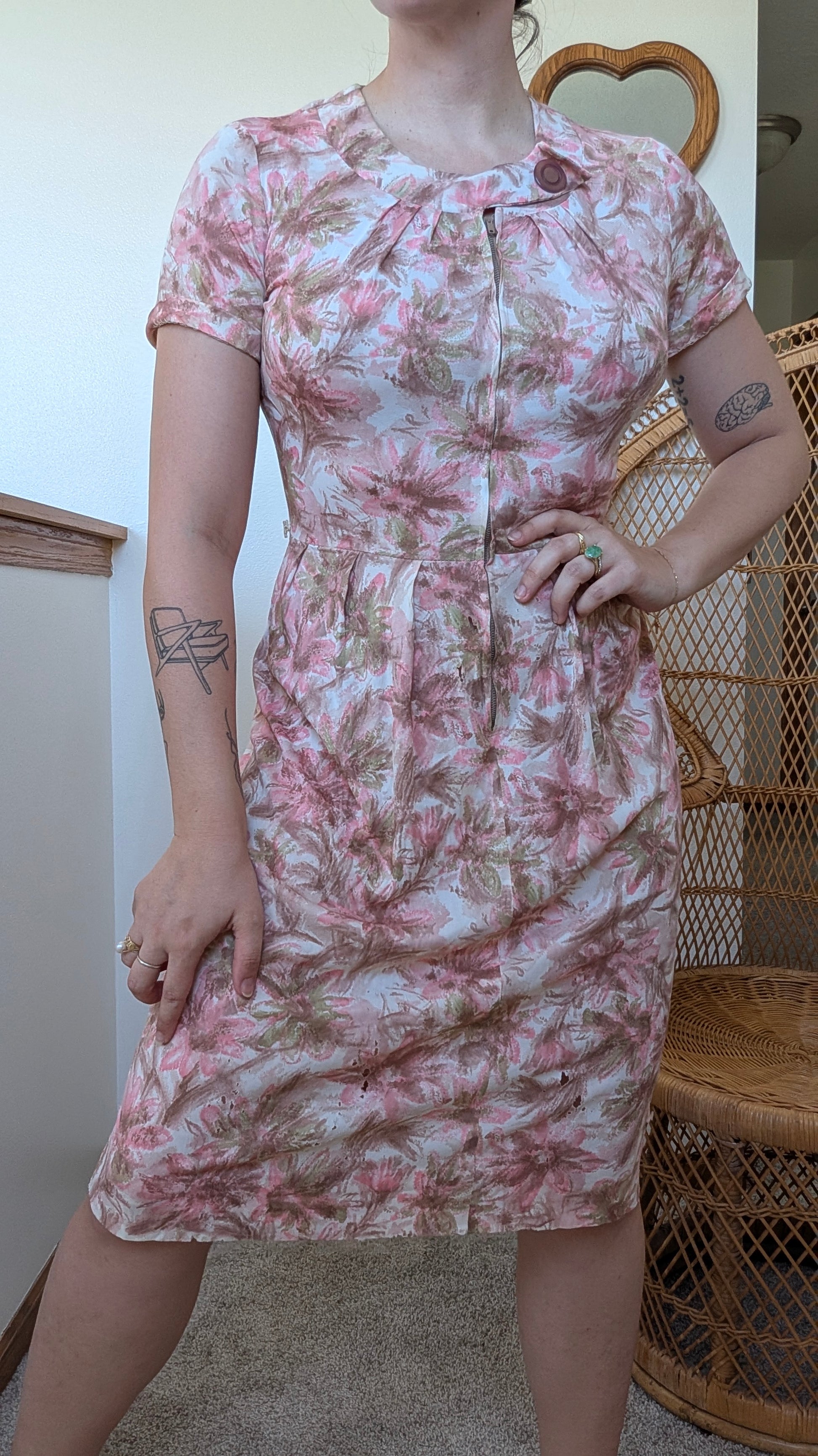 1950s pink floral dress Dress Rad Bonnie's Vintage