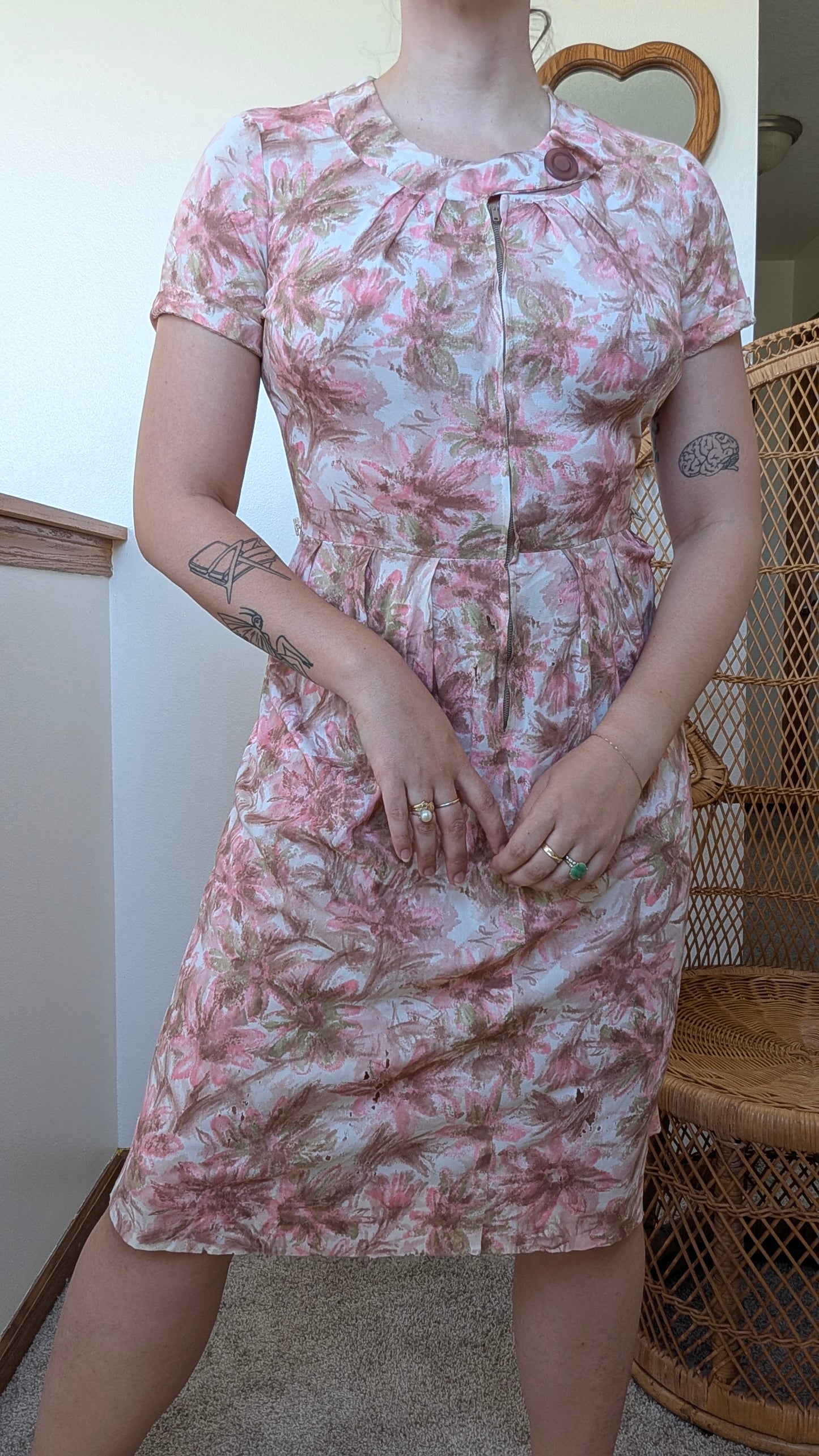 1950s pink floral dress Dress Rad Bonnie's Vintage