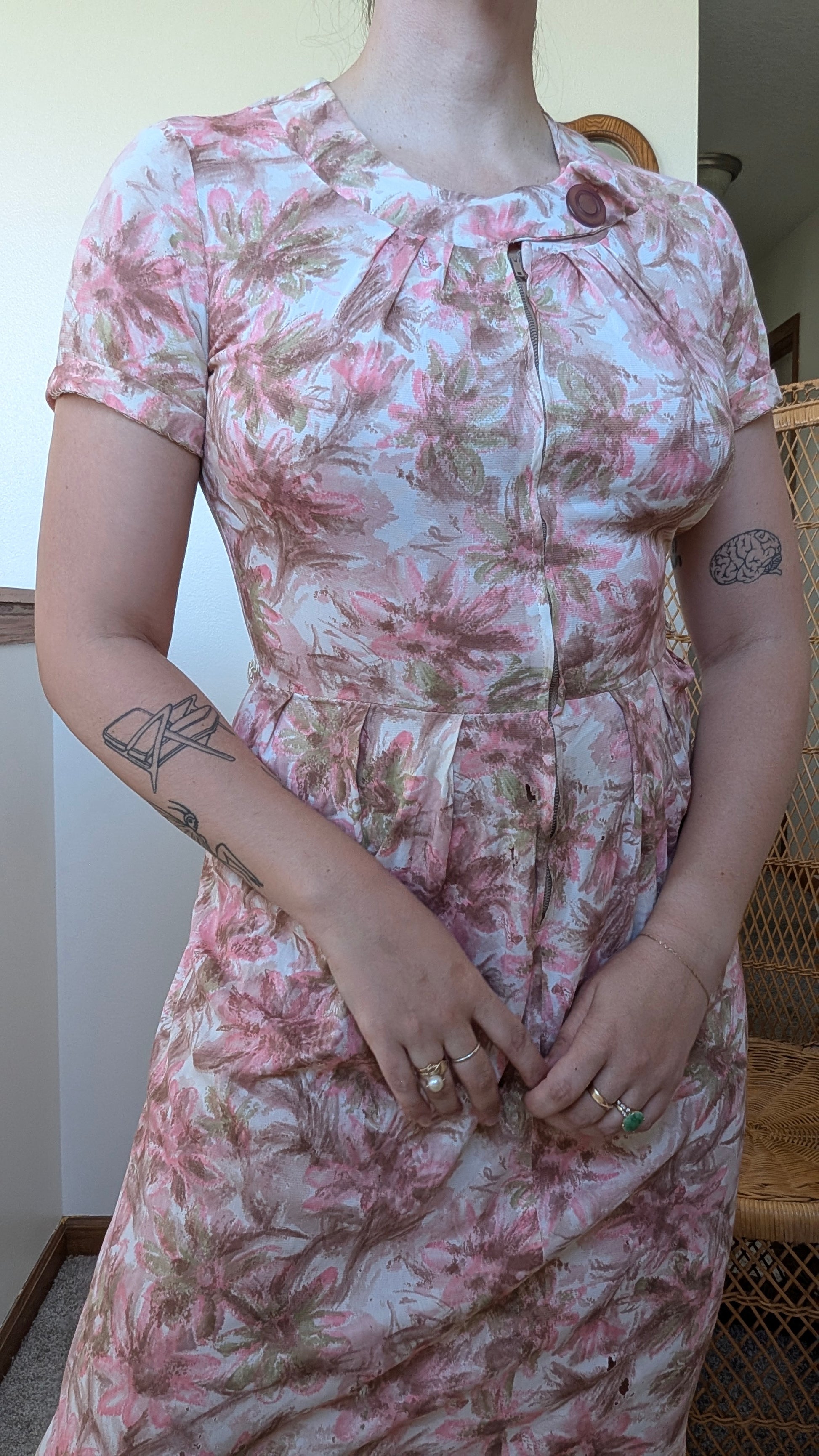 1950s pink floral dress Dress Rad Bonnie's Vintage