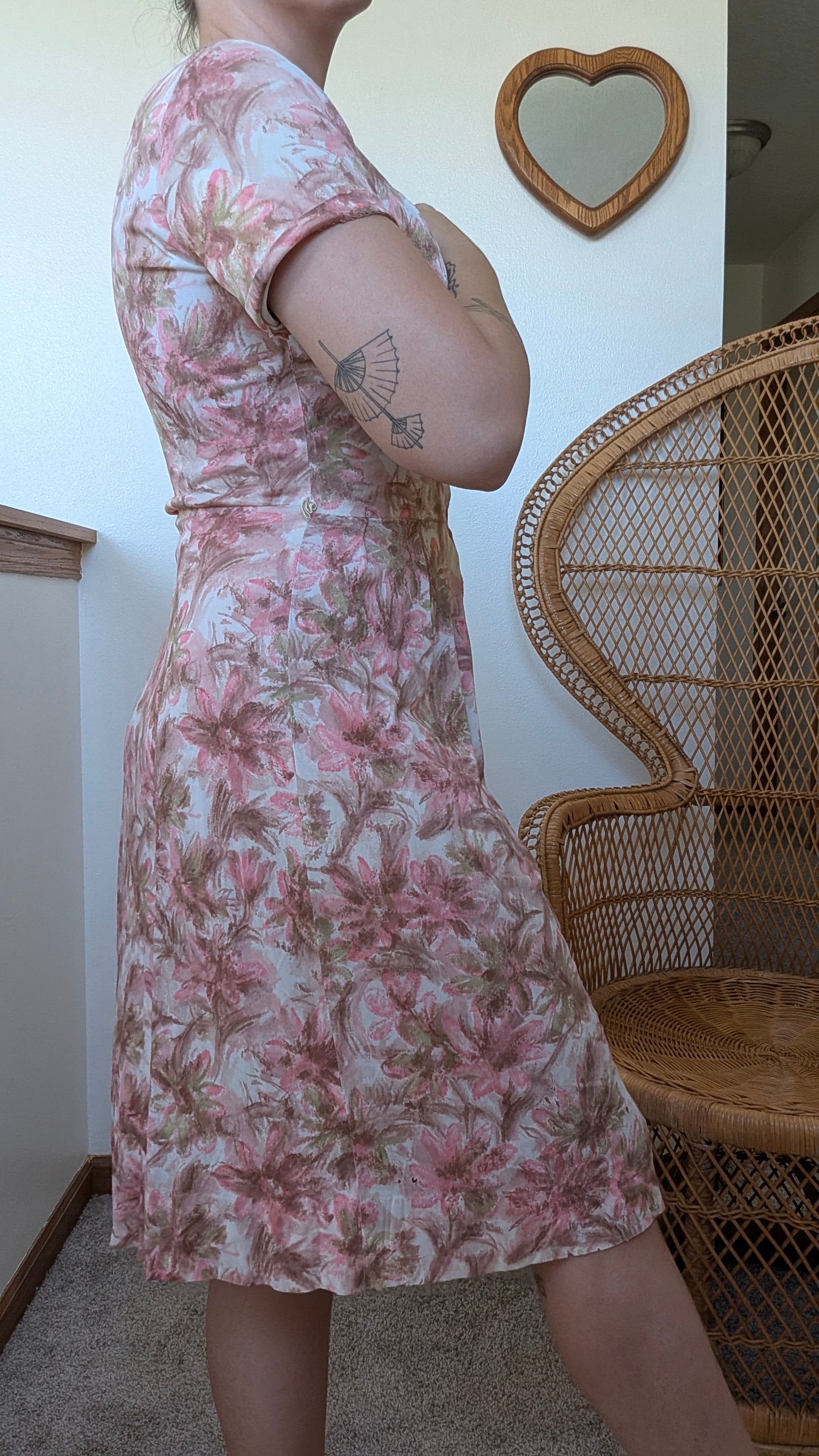 1950s pink floral dress Dress Rad Bonnie's Vintage