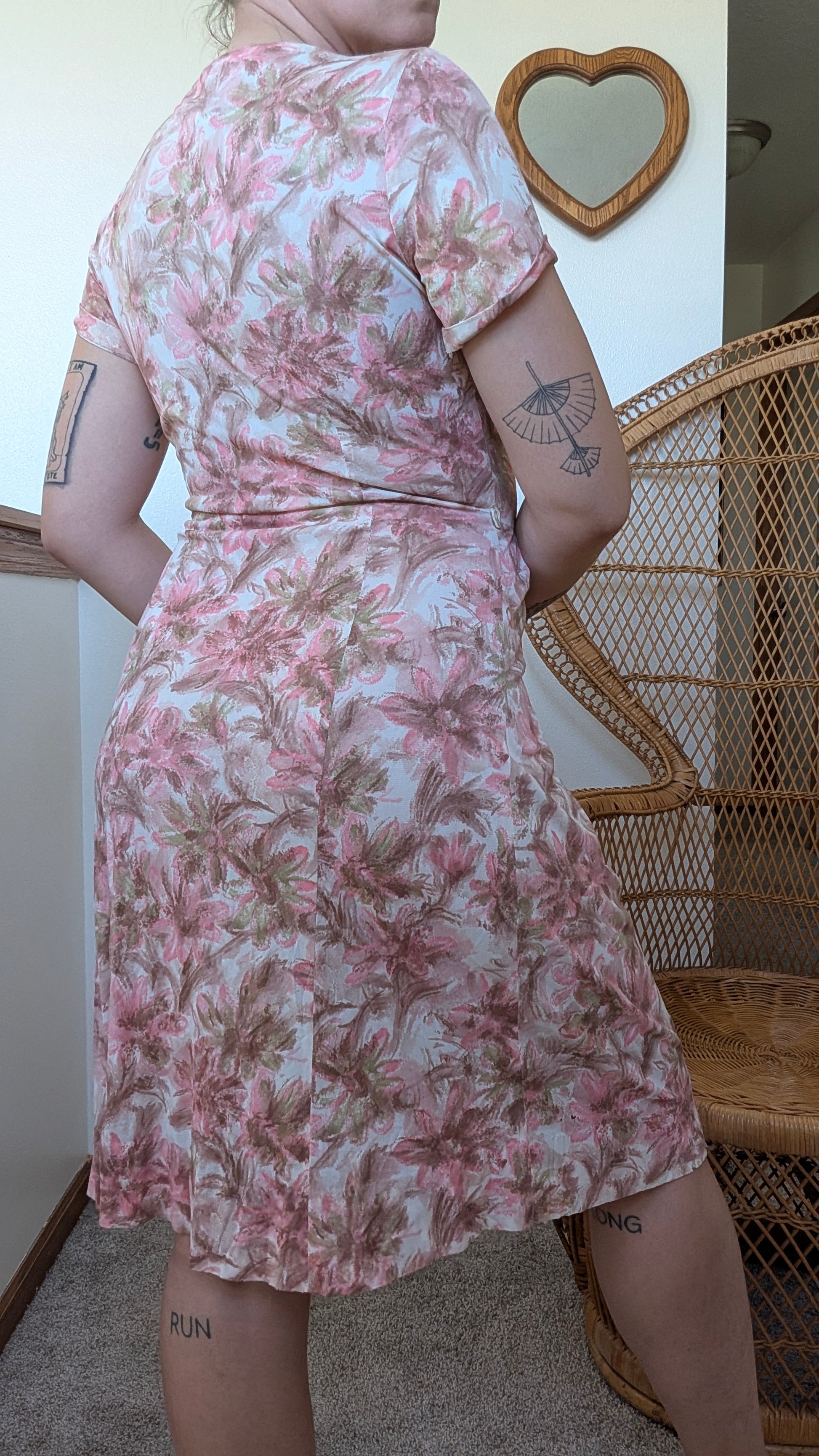 1950s pink floral dress Dress Rad Bonnie's Vintage