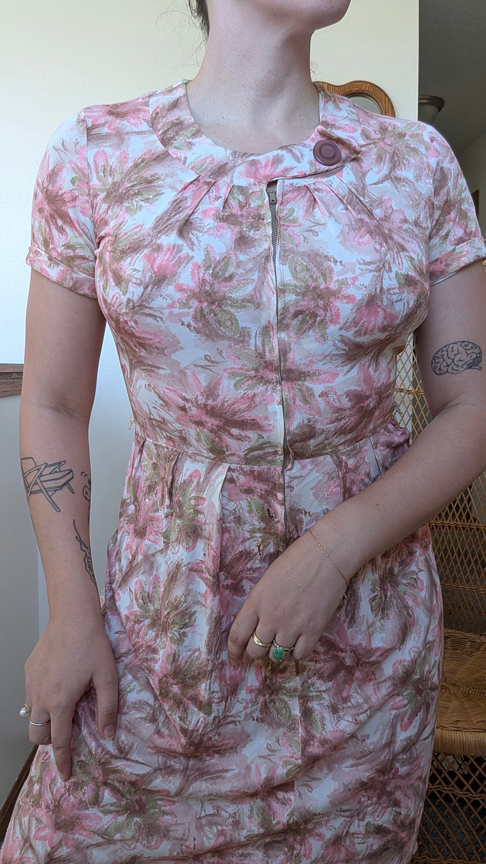 1950s pink floral dress Dress Rad Bonnie's Vintage