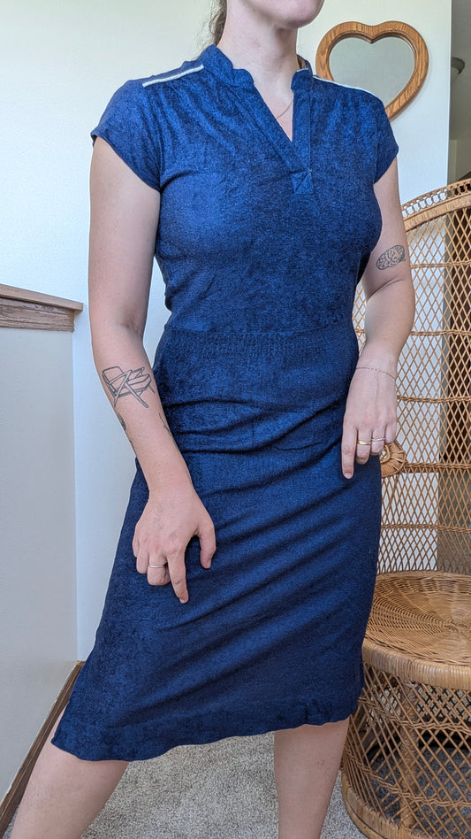 1970s navy dress Dress Rad Bonnie's Vintage
