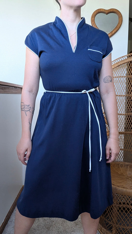 1970s navy dress Dress Rad Bonnie's Vintage