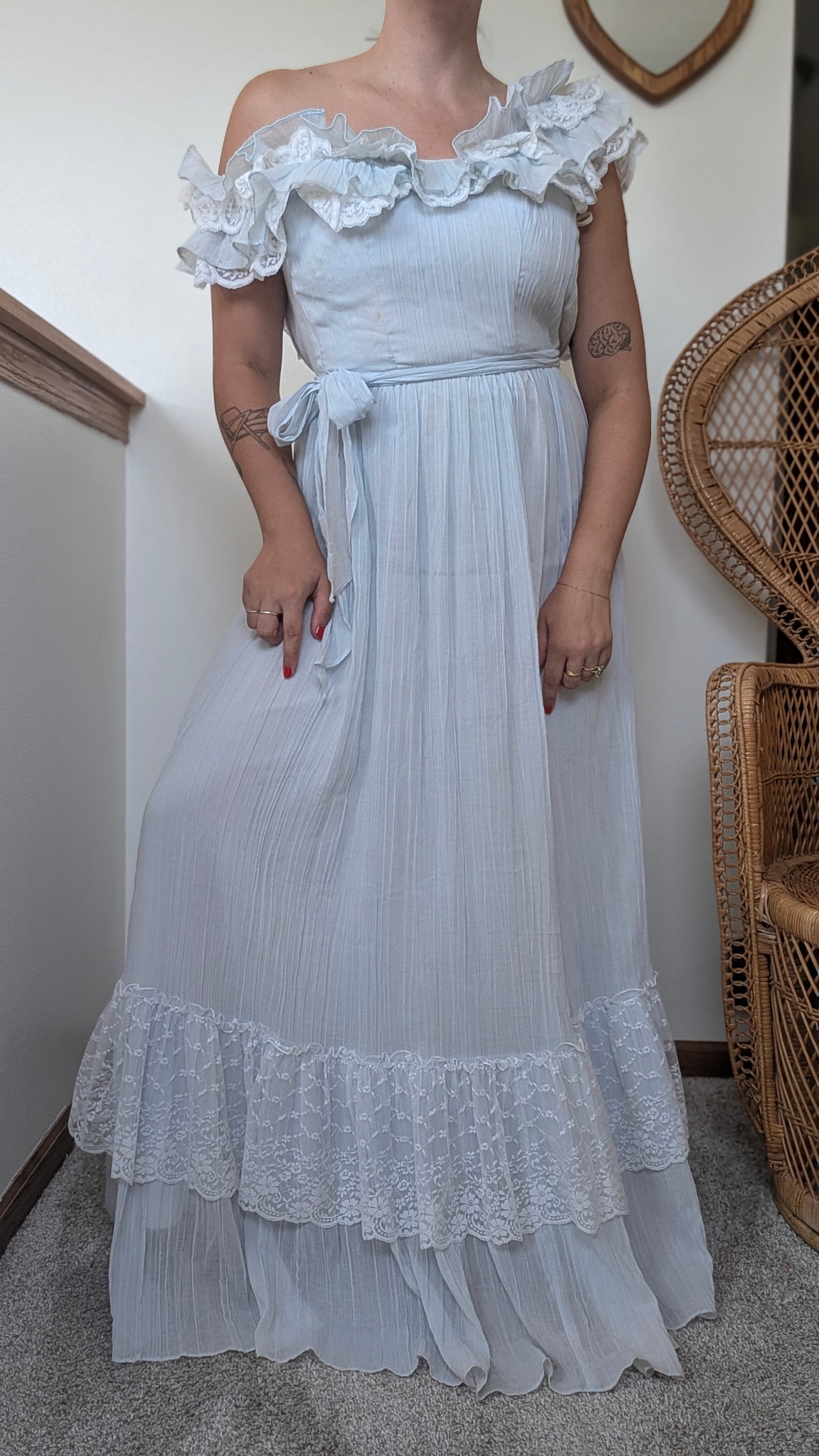 1970s ruffle dress