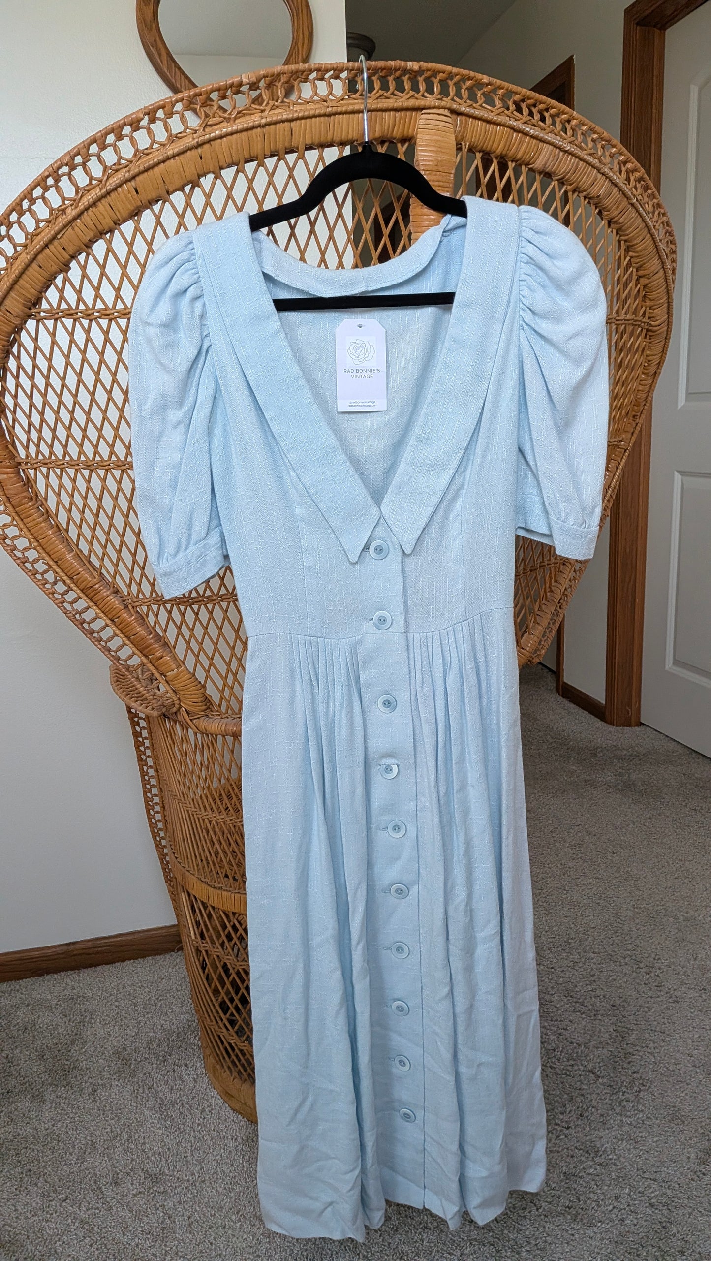 1980s sky blue dress