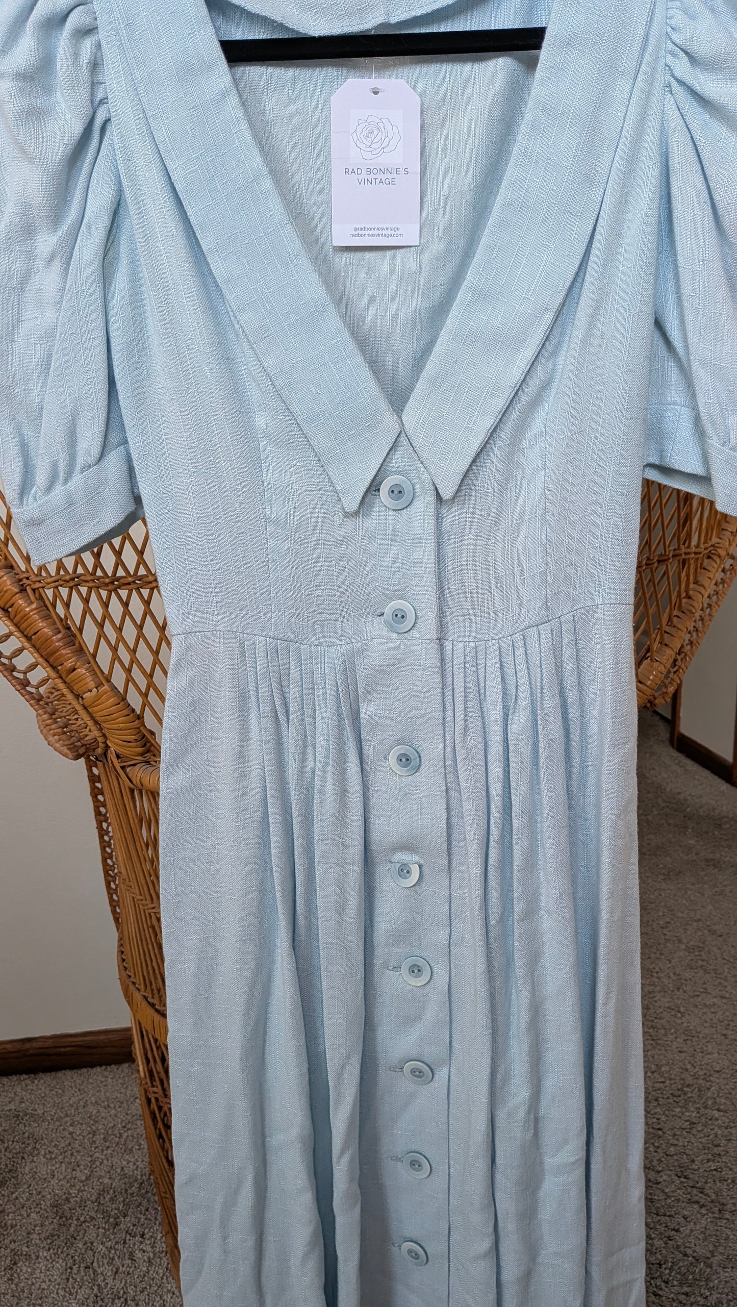 1980s sky blue dress