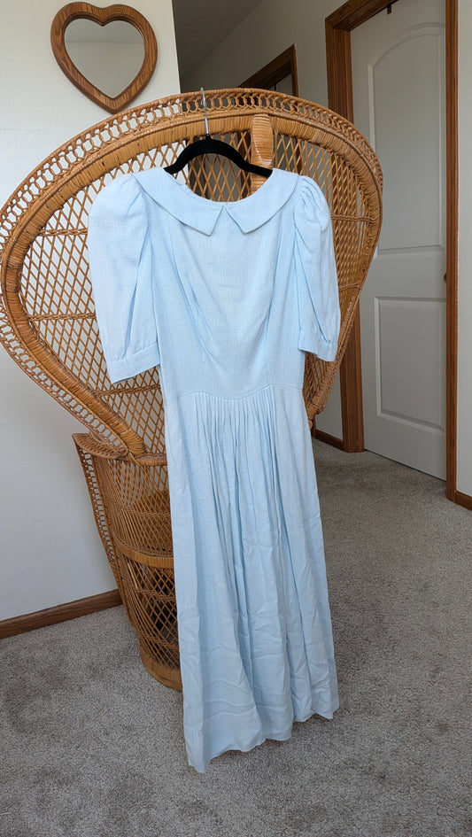 1980s sky blue dress