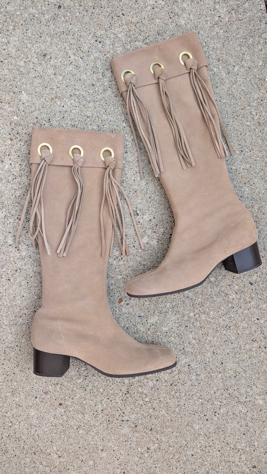 1960s fringe suede gogo boots Boots Rad Bonnie's Vintage