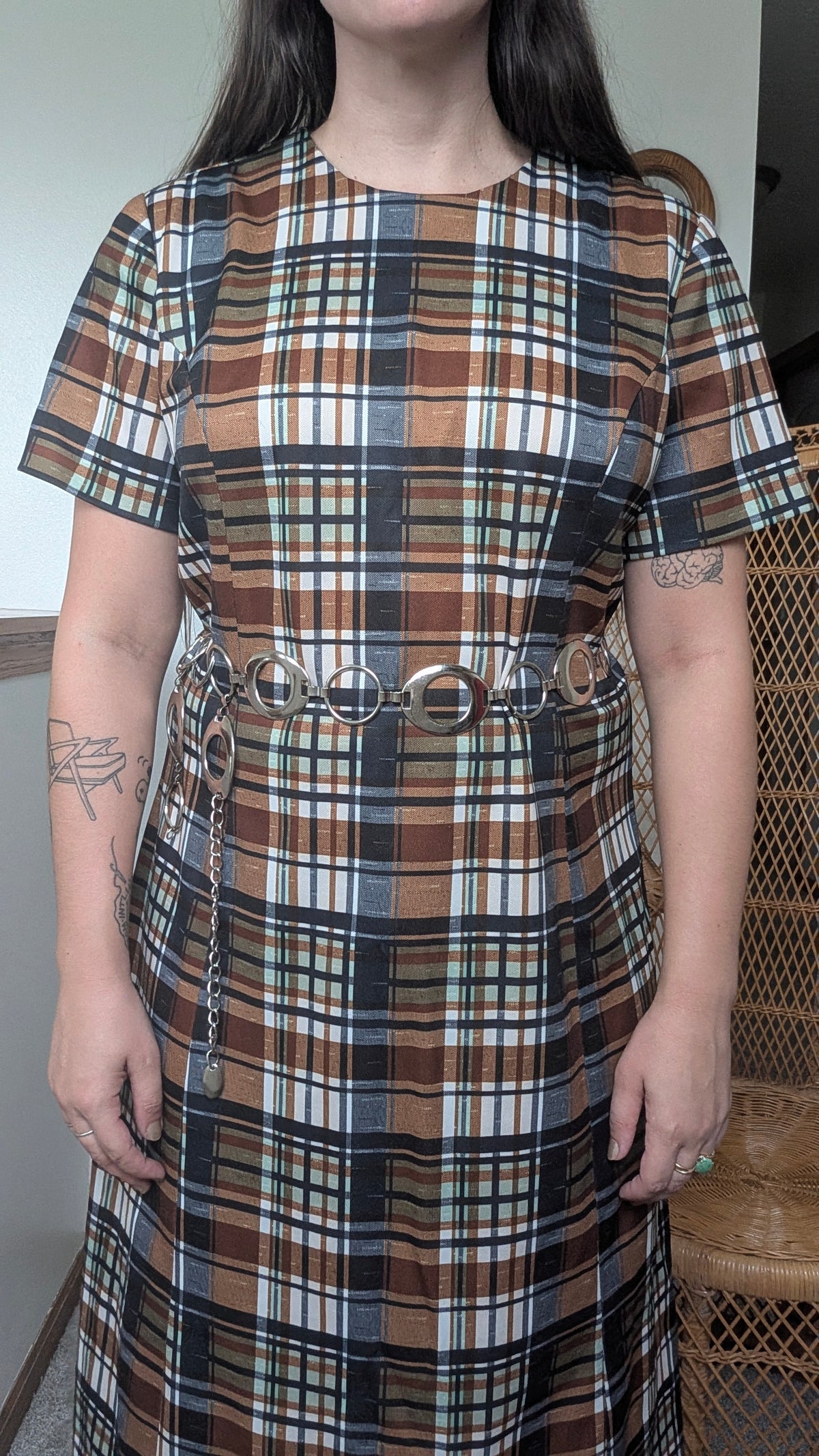1970s plaid dress